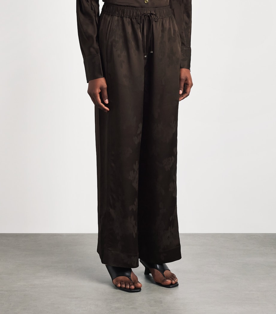 GANNI Womens Satin Jacquard Drawstring Trousers Zwx Demitasse Image 4