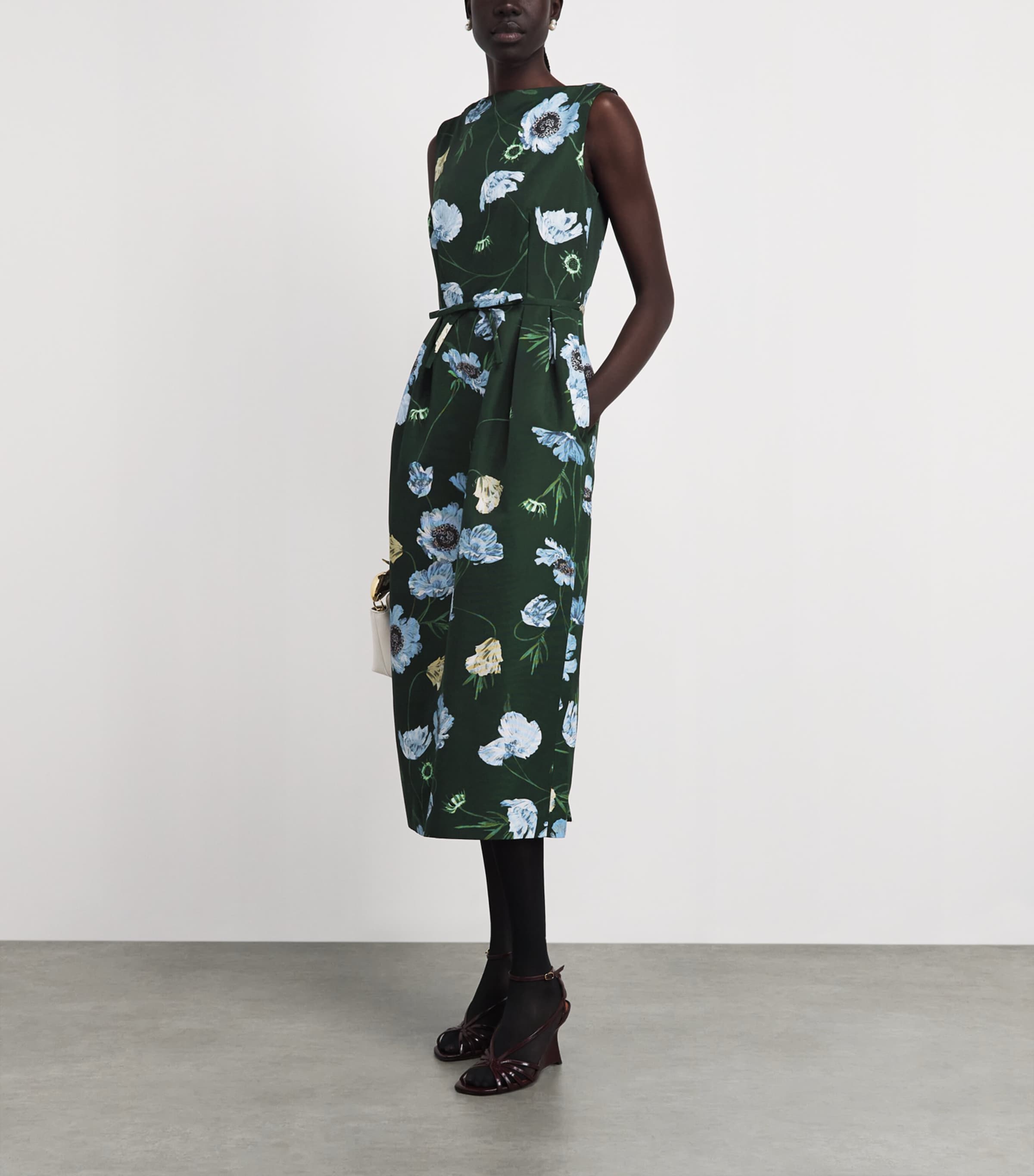 Erdem Womens Sleeveless Floral Midi Dress Blle Epq Ppy Drk Grn Image 2