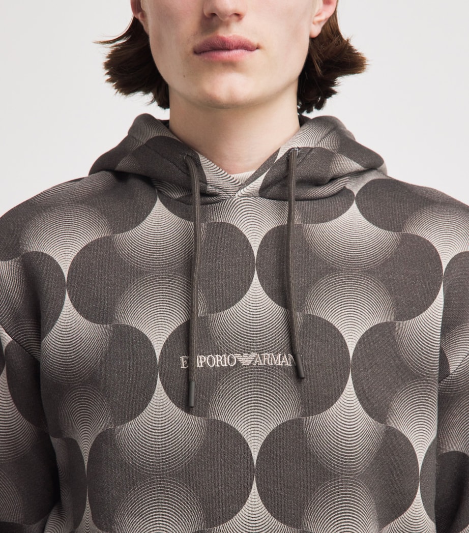 Emporio Armani Mens Cotton Op-Art Print Hoodie Image 3