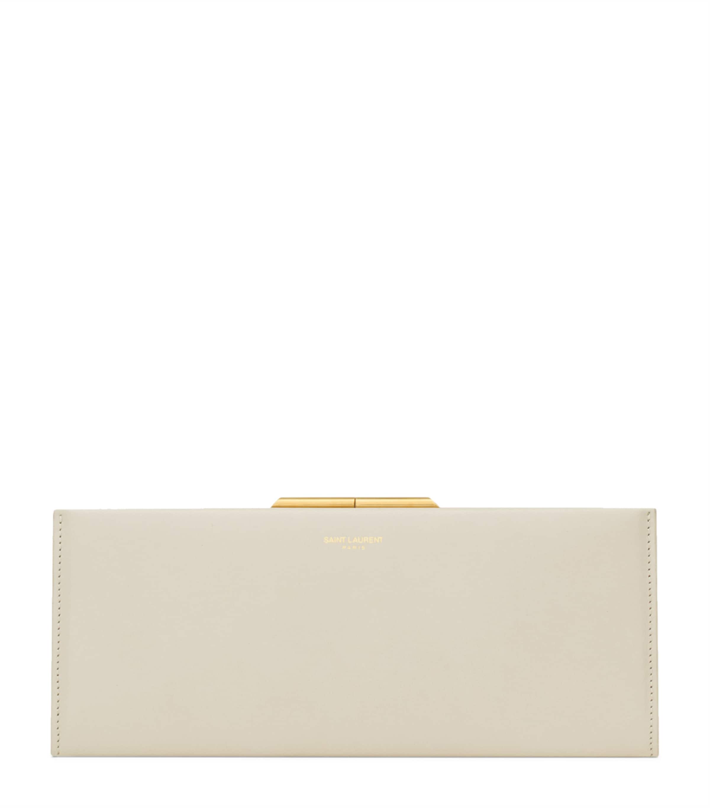 Saint Laurent Calfskin Midnight Clutch Bag In White
