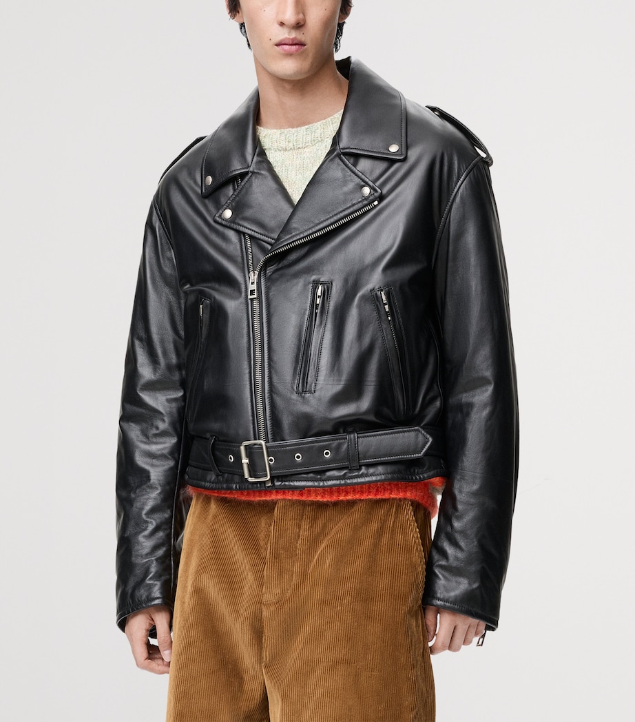 Quote Leather Biker Jacket BLACK Image 5