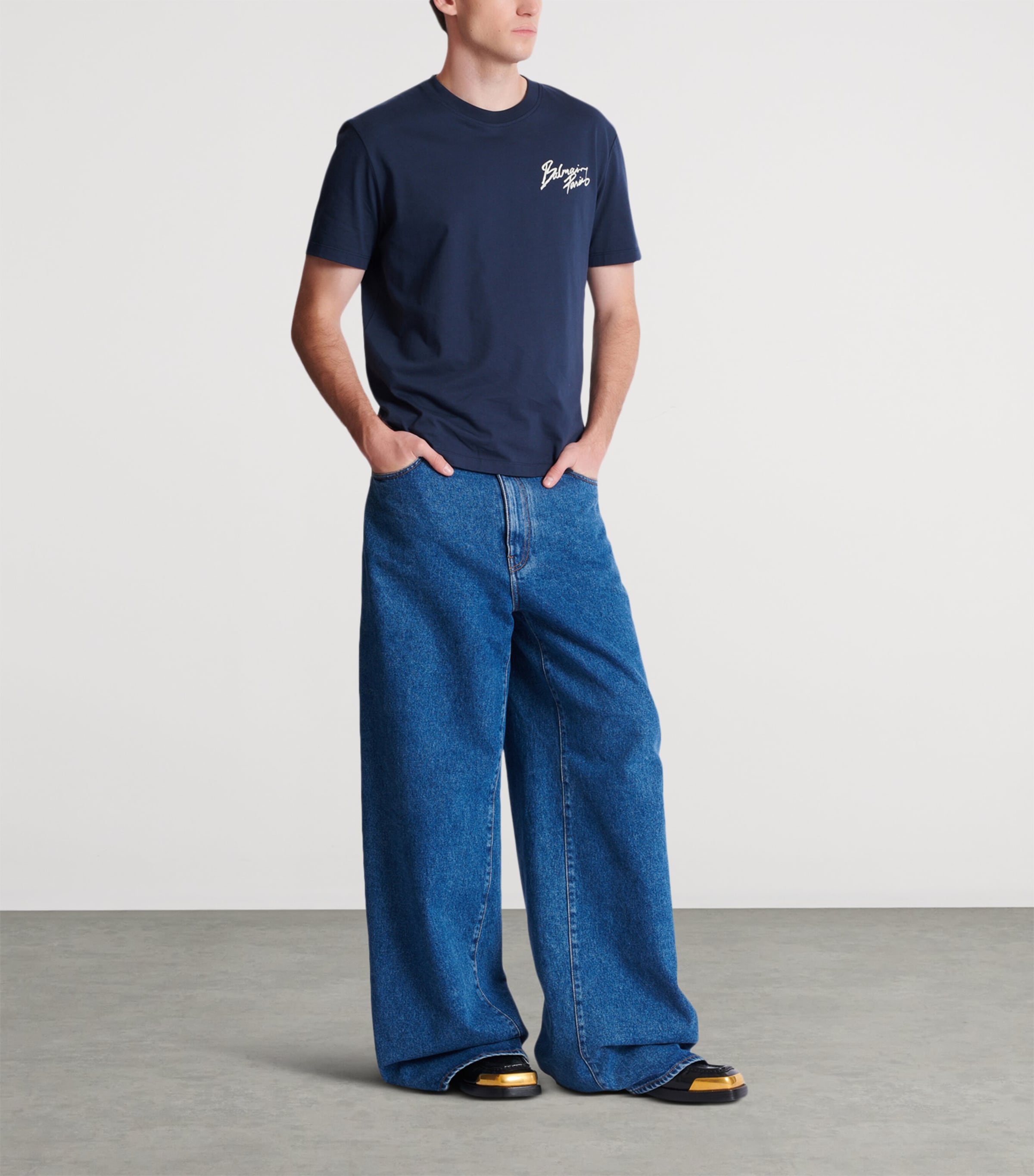 Cotton Logo T-Shirt SIV MARINE/BLANC Image 2