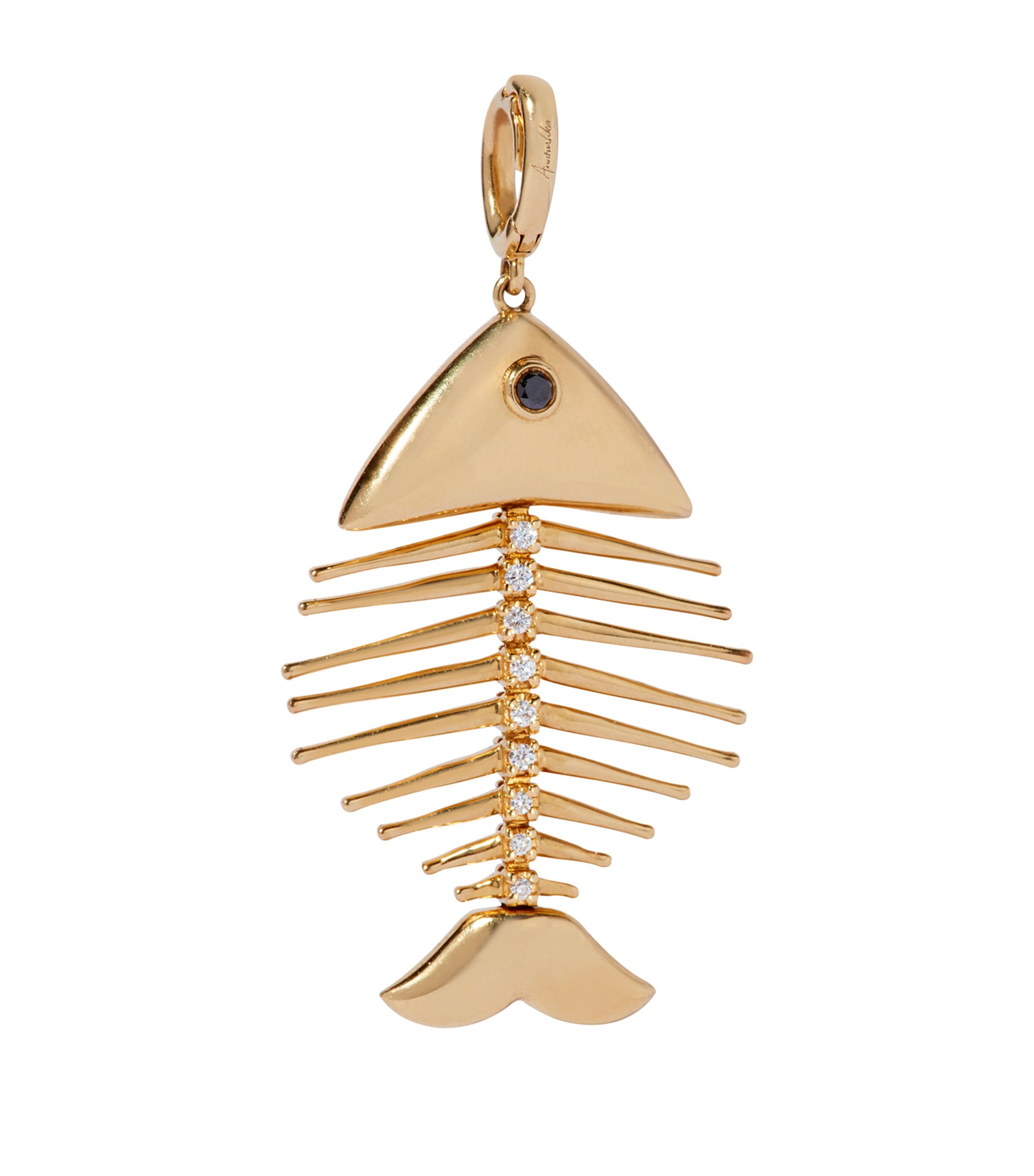 Yellow Gold and Diamond Fish Bones Charm YELLOW GOLD Image 3