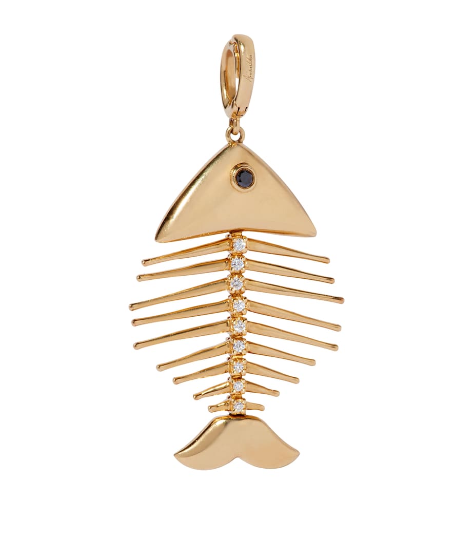 Yellow Gold and Diamond Fish Bones Charm YELLOW GOLD Image 3