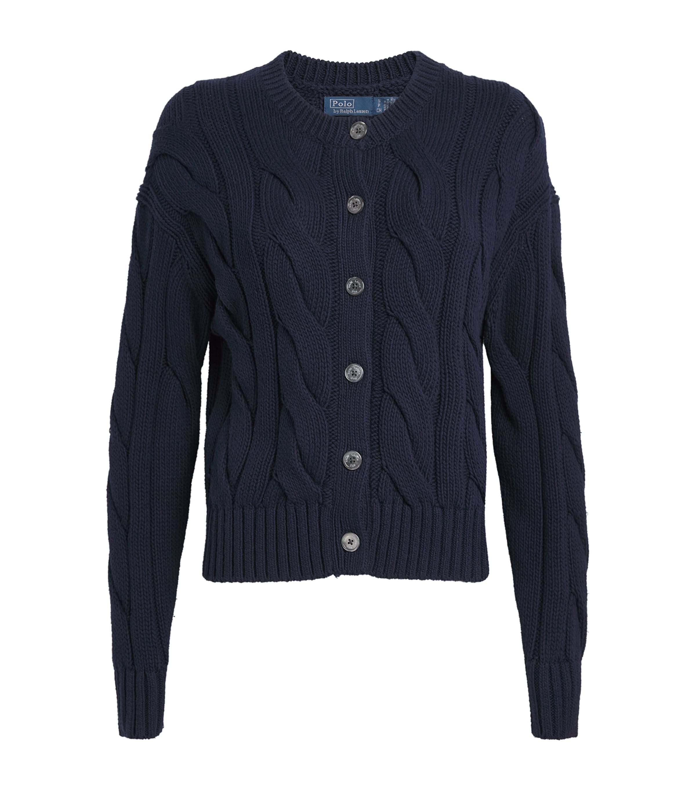 Polo Ralph Lauren Womens Cotton Cable-Knit Cardigan Hunter Navy Image 1