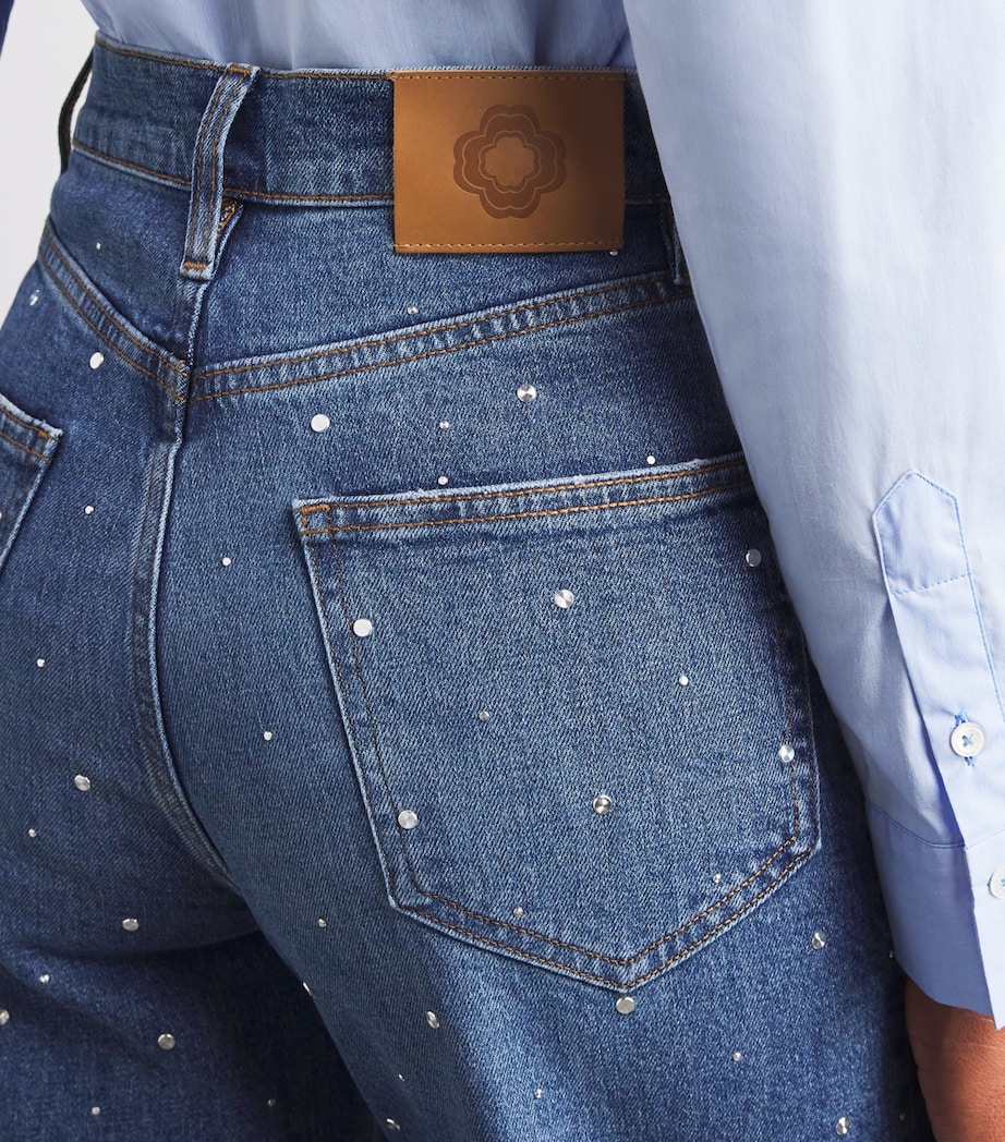 Studded Wide-Leg Jeans BLUE Image 6