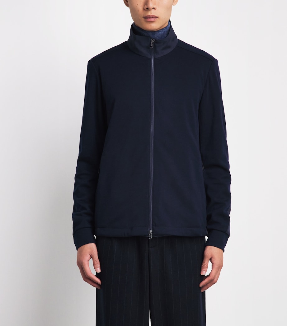 Sease Mens Virgin Wool-Blend Explorer Sweatshirt Navy Blue Image 4