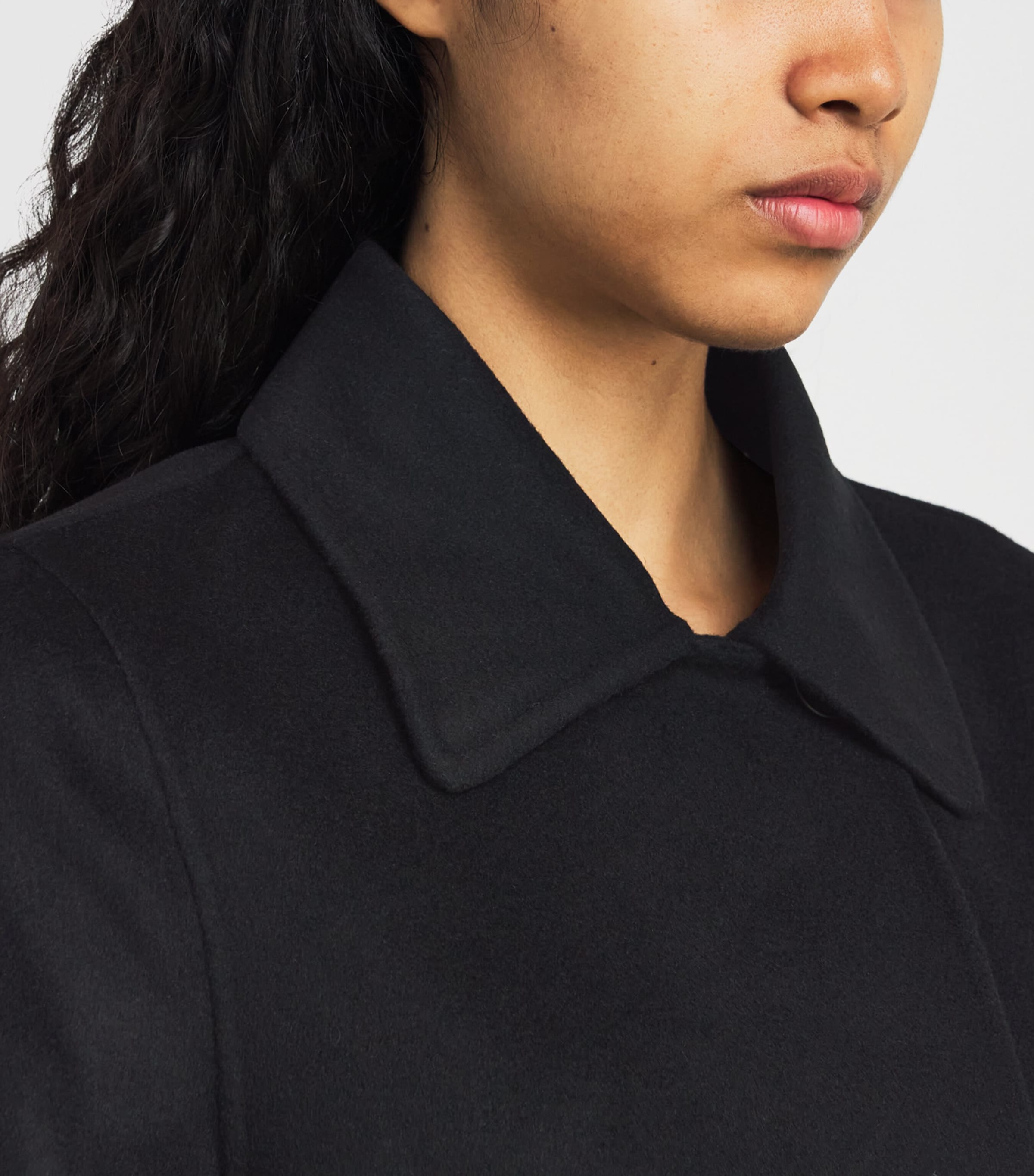 Faux Fur-Collar Coat BLACK Image 6