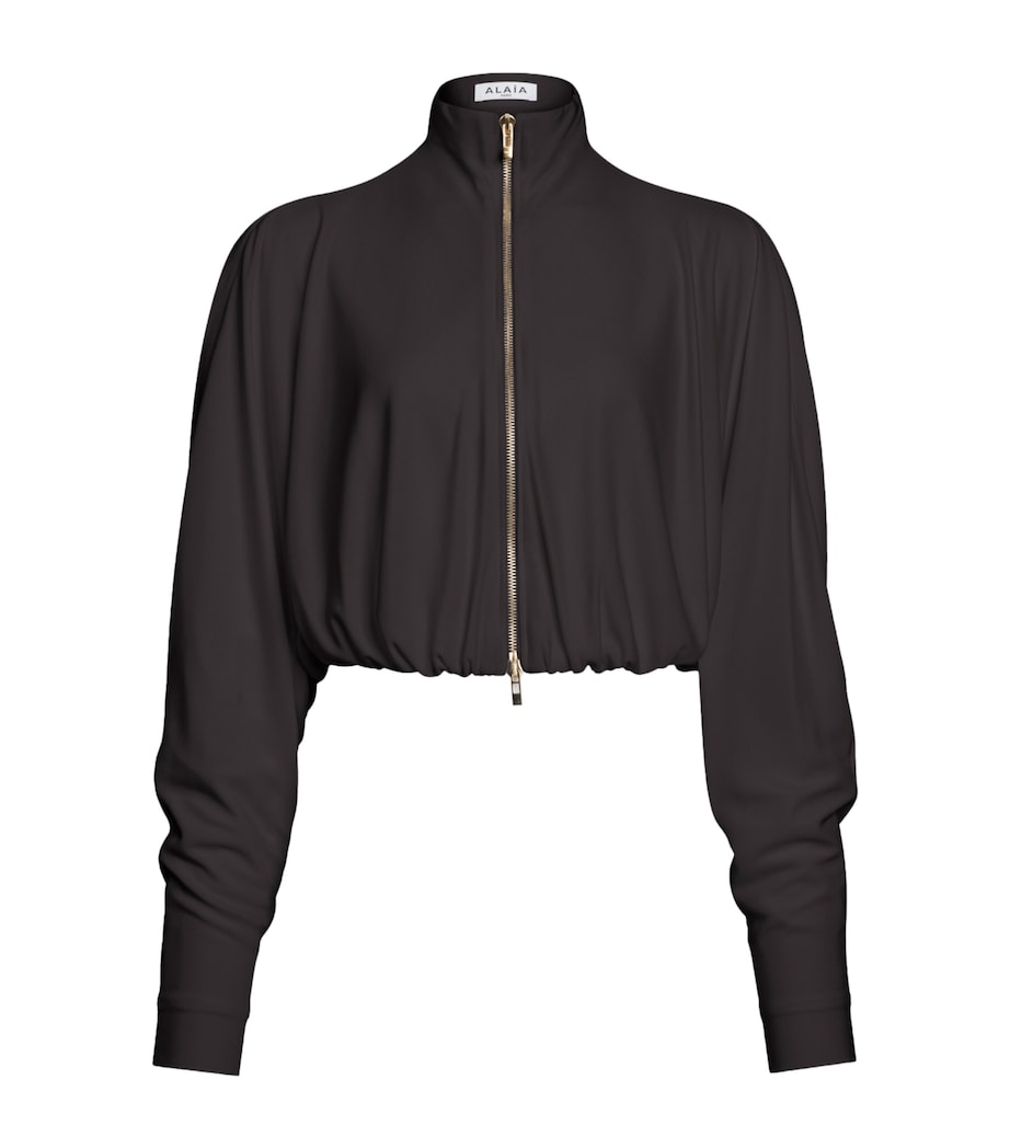 Alaïa Womens Stretch-Jersey Draped Jacket Ebene Image 1