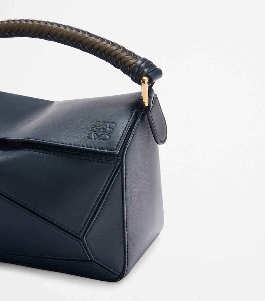 Small Leather Puzzle Top-Handle Bag DARK INK/DARK KHAKI Image 11