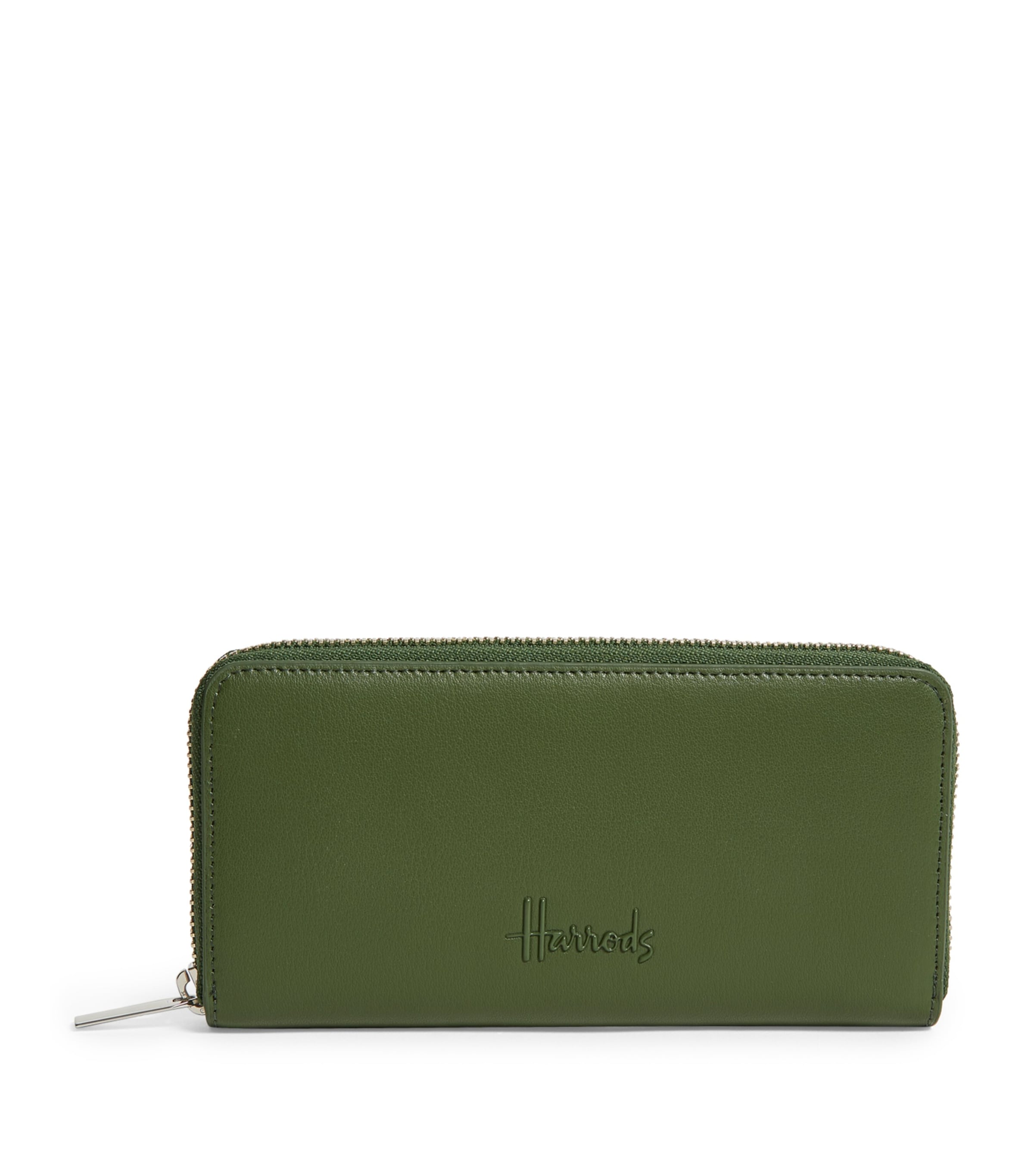 Harrods Leather Kensington Zip-around Wallet In Green