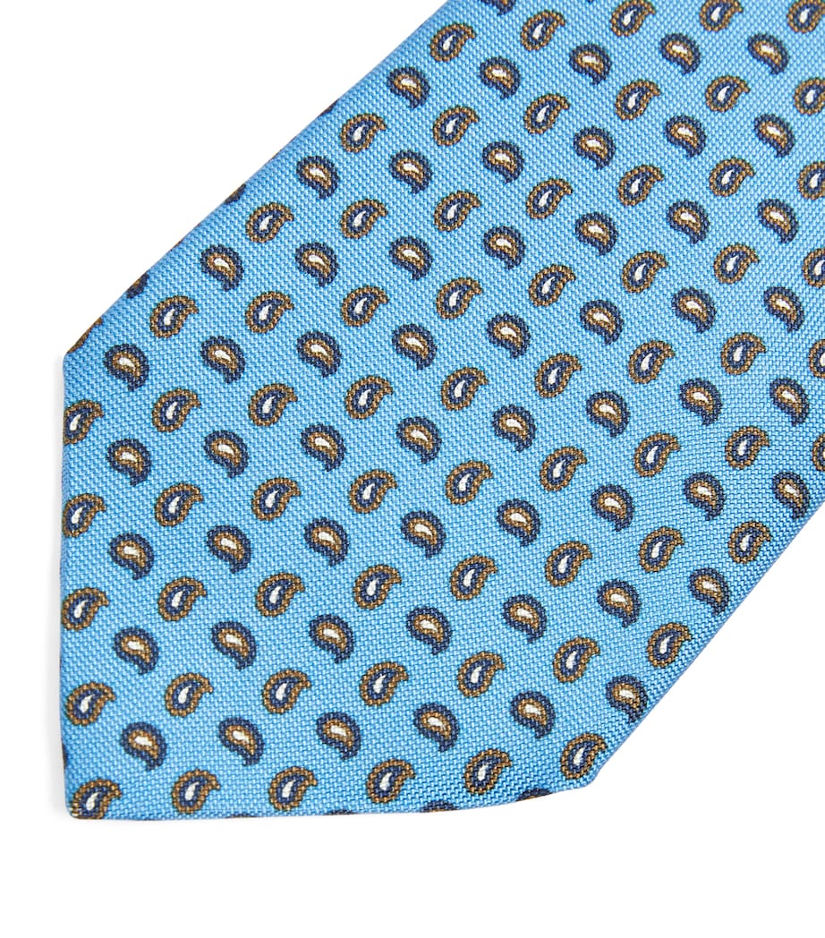 Eton Silk Paisley Tie Mid Blue Image 5
