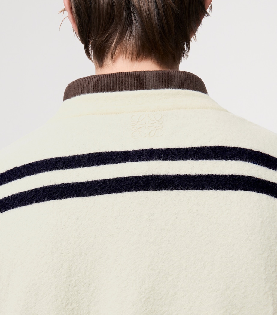 LOEWE Mens Wool-Blend Oversized T-Shirt White/dark Navy Image 5