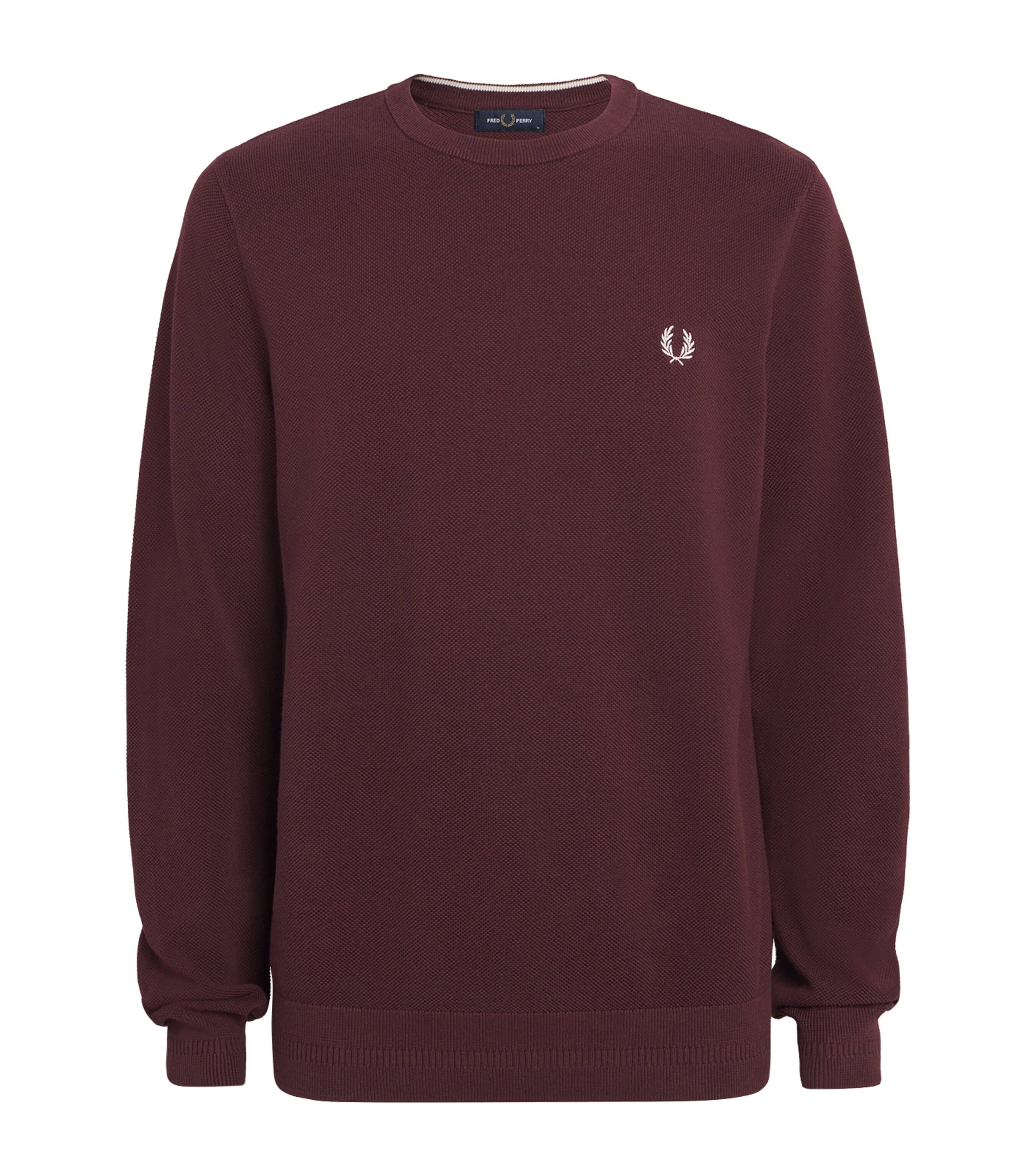 Fred Perry Classic Crew Neck Jumper Oxblood In Burgundy