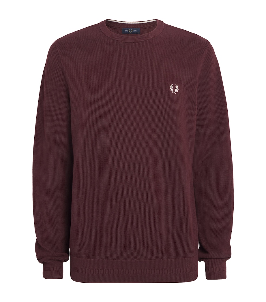 Cotton Piqué Stitch Sweatshirt 597-OXBLOOD Image 1