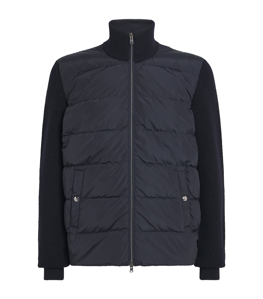 Herno Mens Down Merino Wool Hybrid Jacket Blu Scuro Image 1