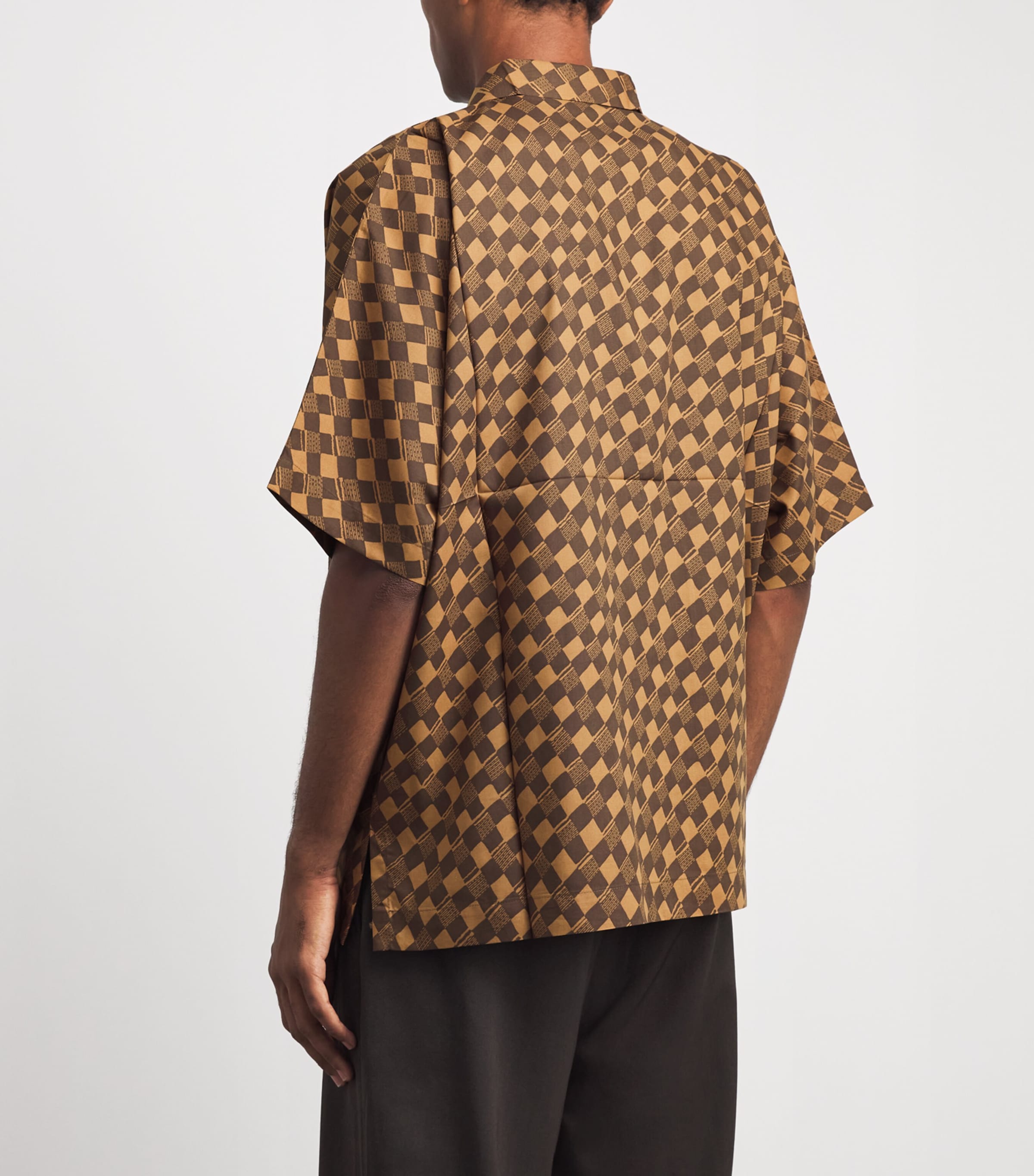 IM MEN Mens Printed Short Sleeve Shirt Dark Brown Image 5