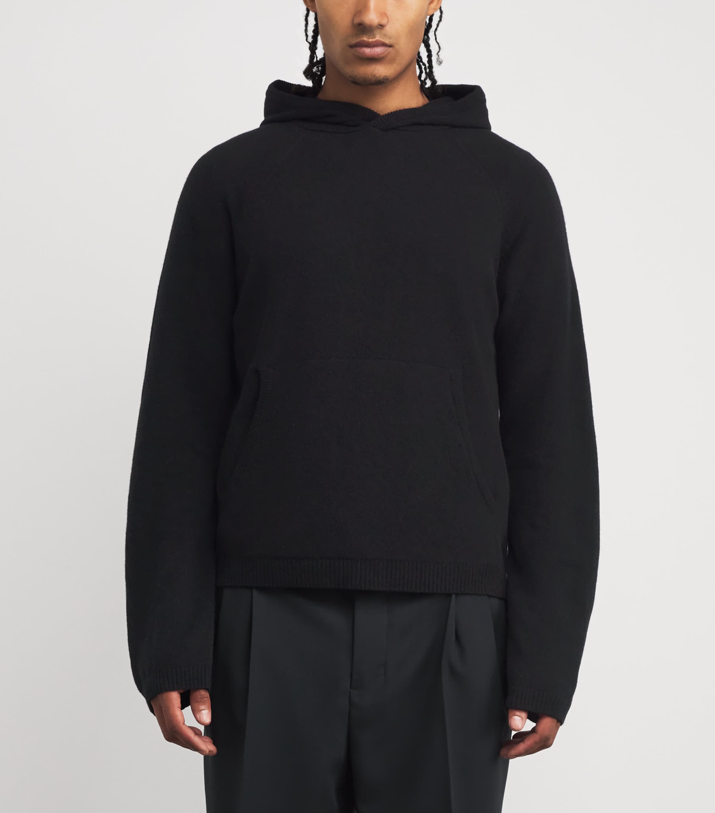 Merino Wool Knitted Hoodie BLACK CHERUB WOOL Image 3