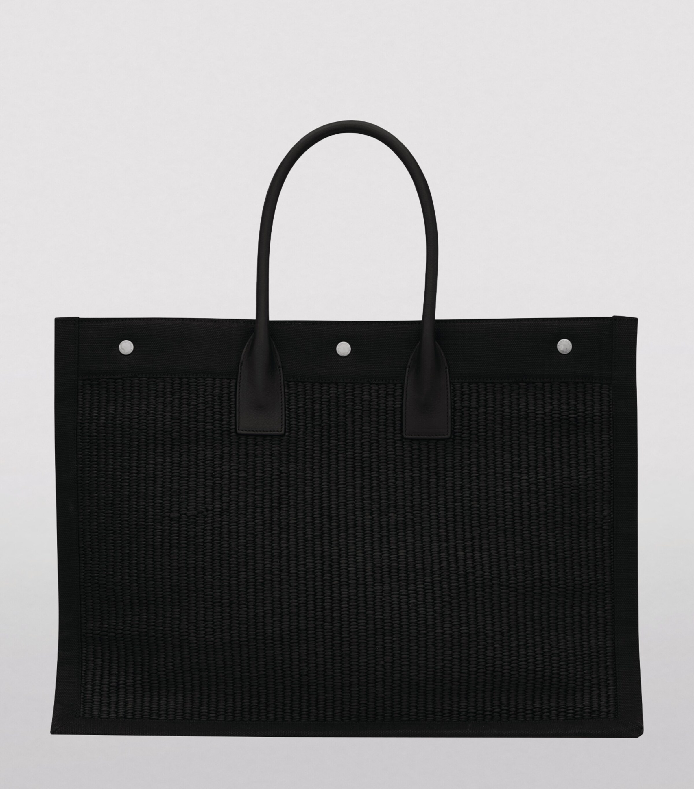 YSL Rive Gauche Tote Bag Canvas/Leather, Black/White | Costco