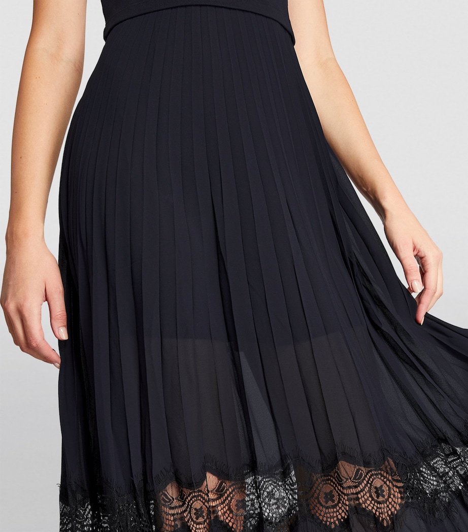 Lace-Trim Pleated Midi Dress DUAL COLOR Image 4