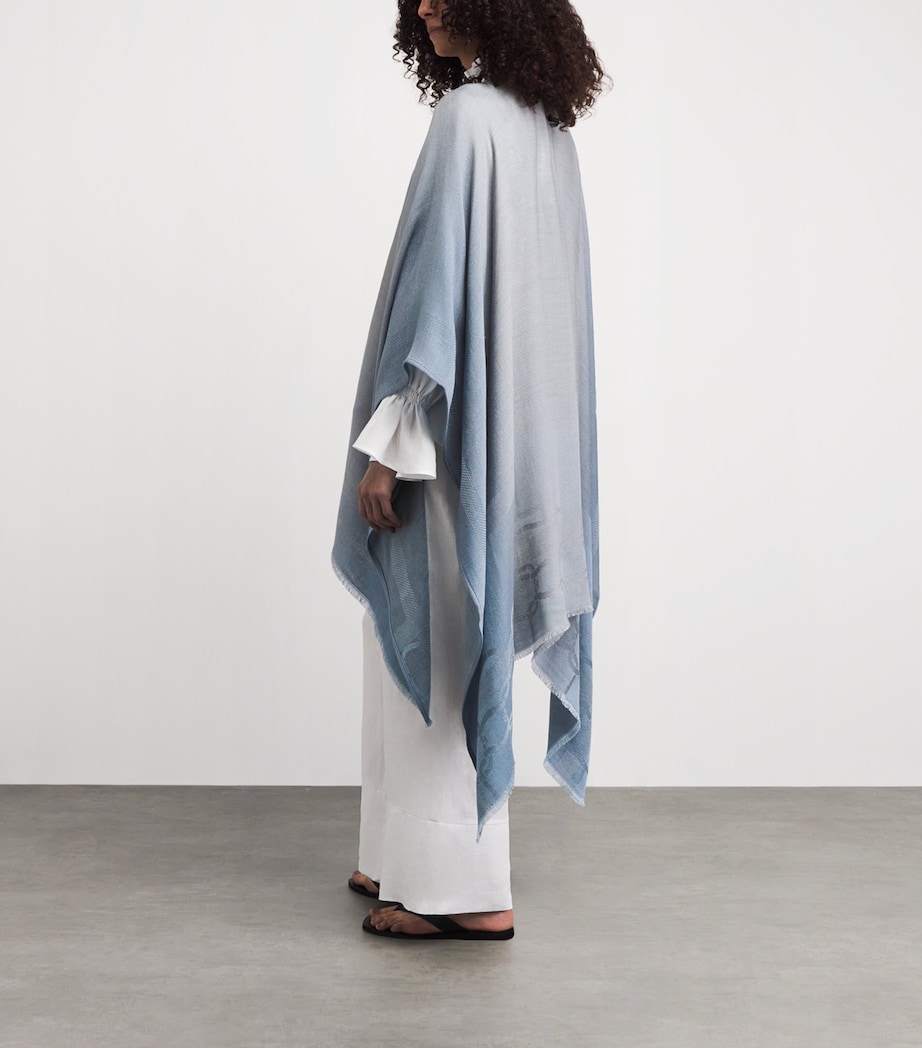 Agnona Womens Cashmere-Silk Cape Poncho Light Blue Bleach Image 5