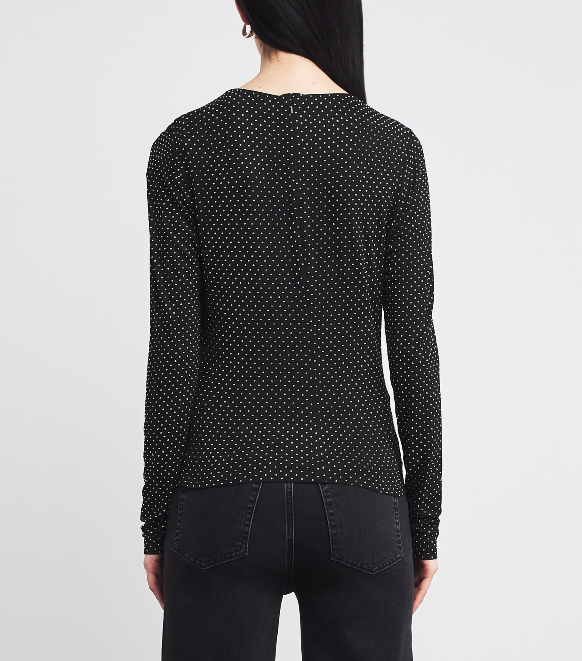 FRAME Womens Jersey Rhinestone-Embellished Top Black Image 4