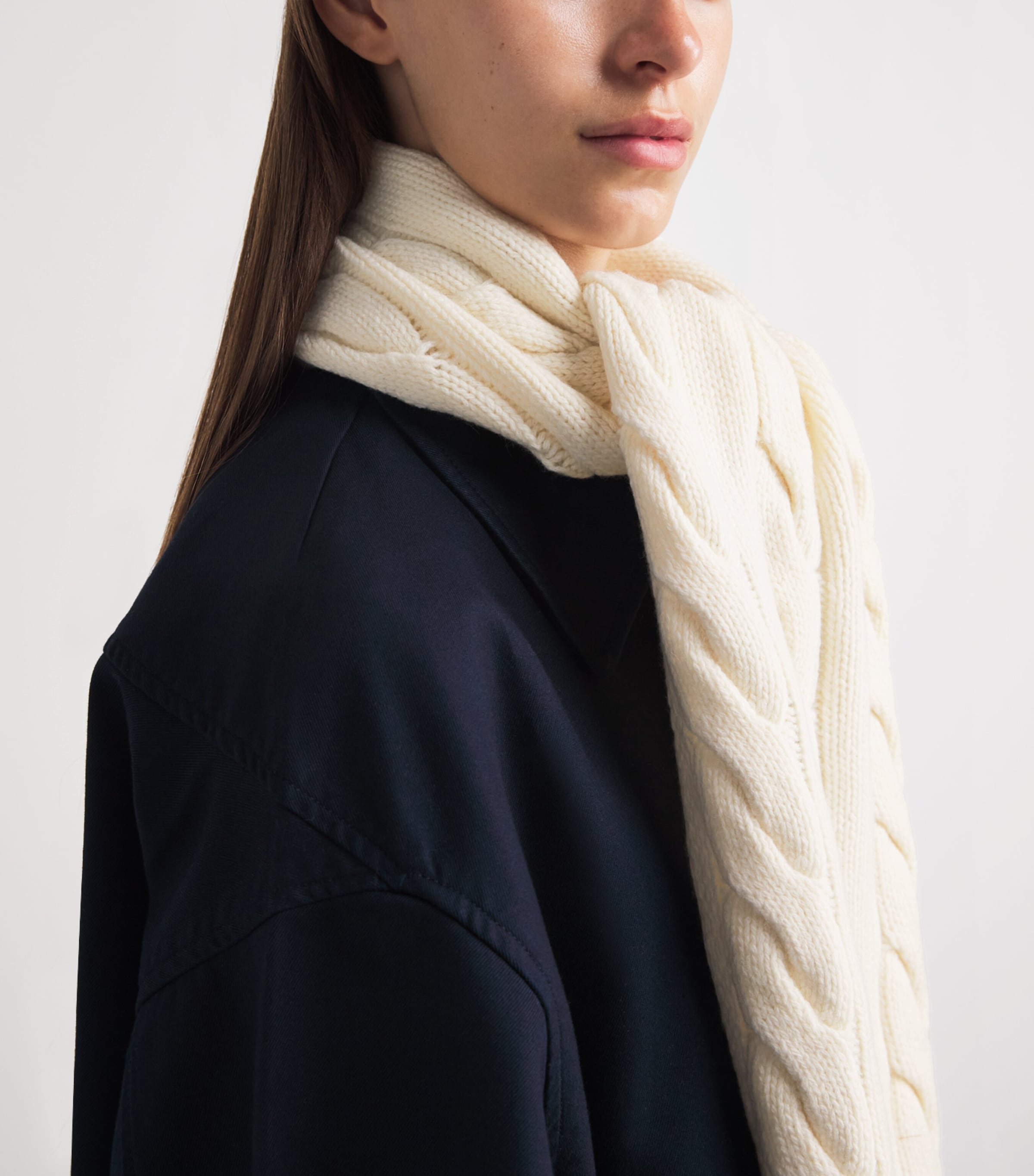 Polo Ralph Lauren Wool-Blend Cable-Knit Bear Scarf Cream Image 2