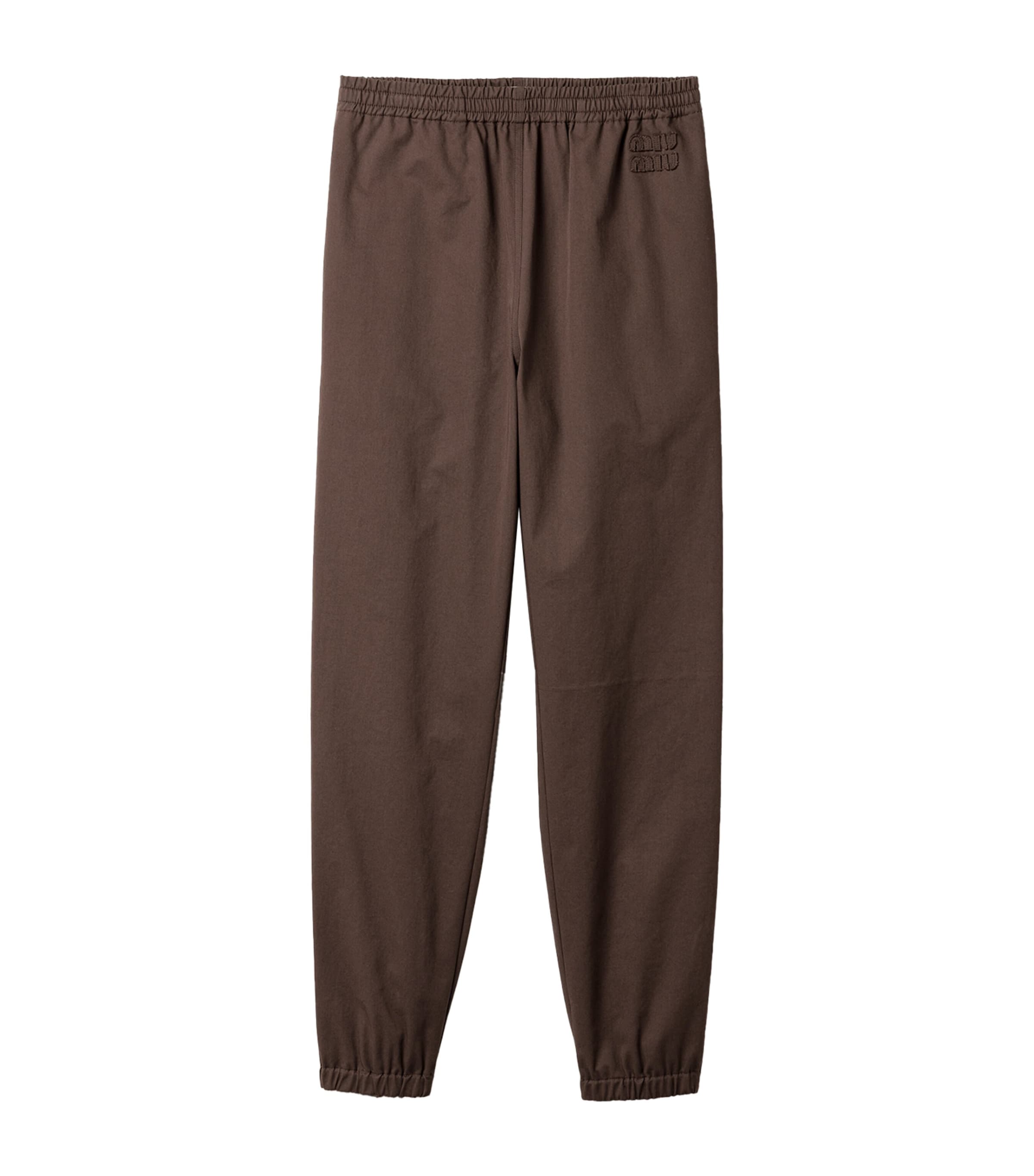 Miu Miu Womens Cotton Logo Track Pants Brown Image 1