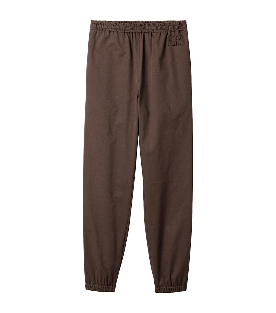Miu Miu Womens Cotton Logo Track Pants Brown Image 1