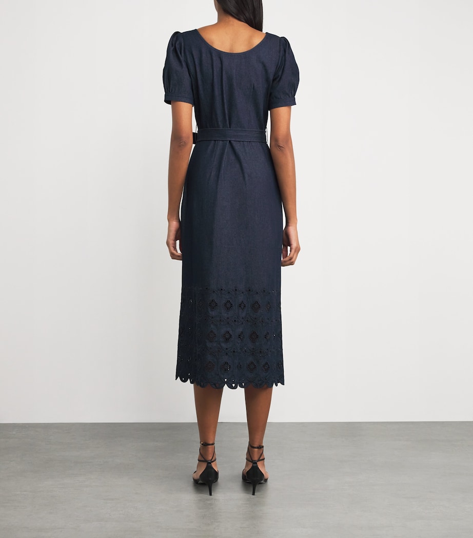 Denim Embroidered Blanca Midi Dress 859/5760-INDG/BRIOLT Image 3