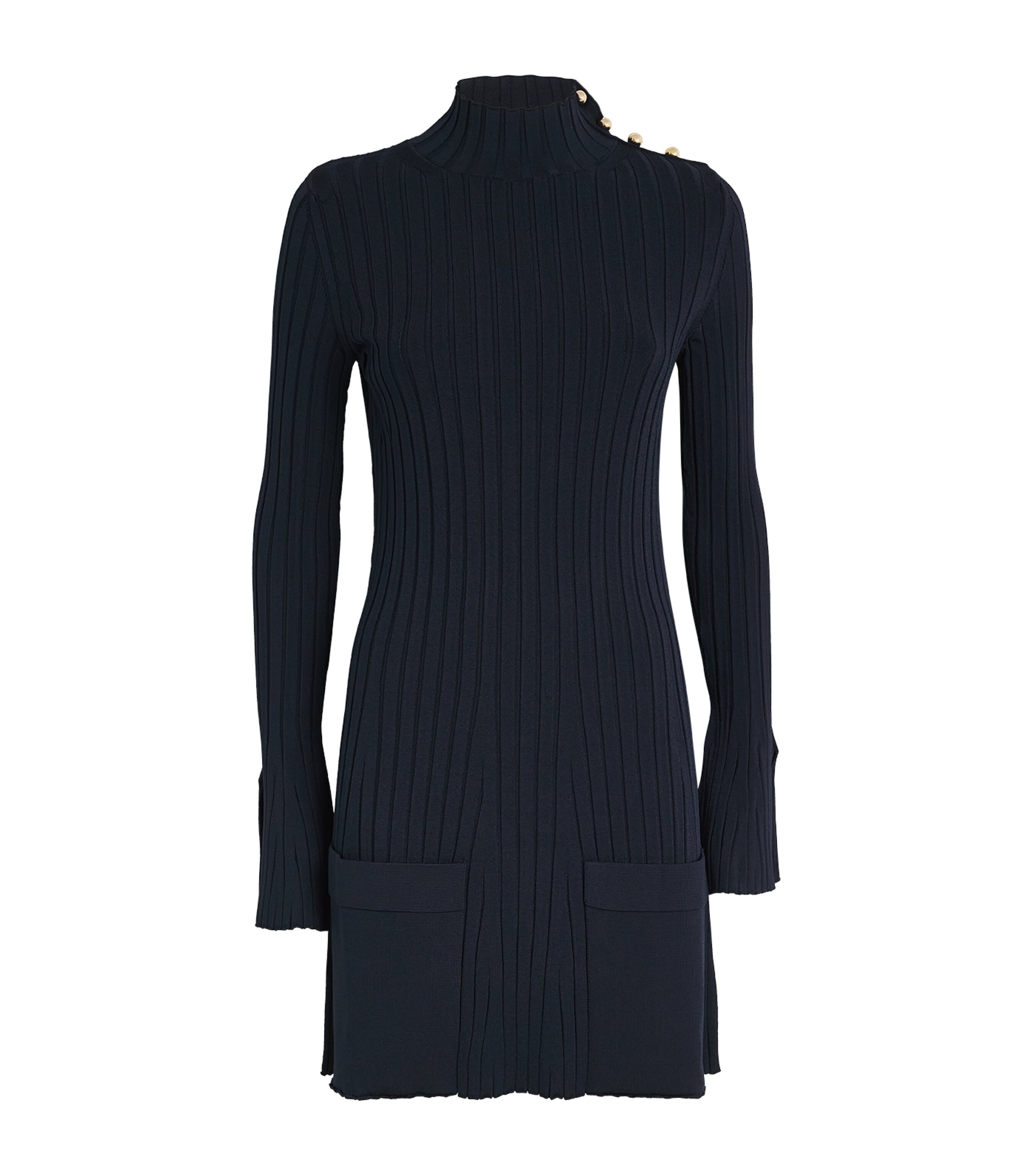 Stella Mccartney Ribbed Knit Mini Dress In Navy