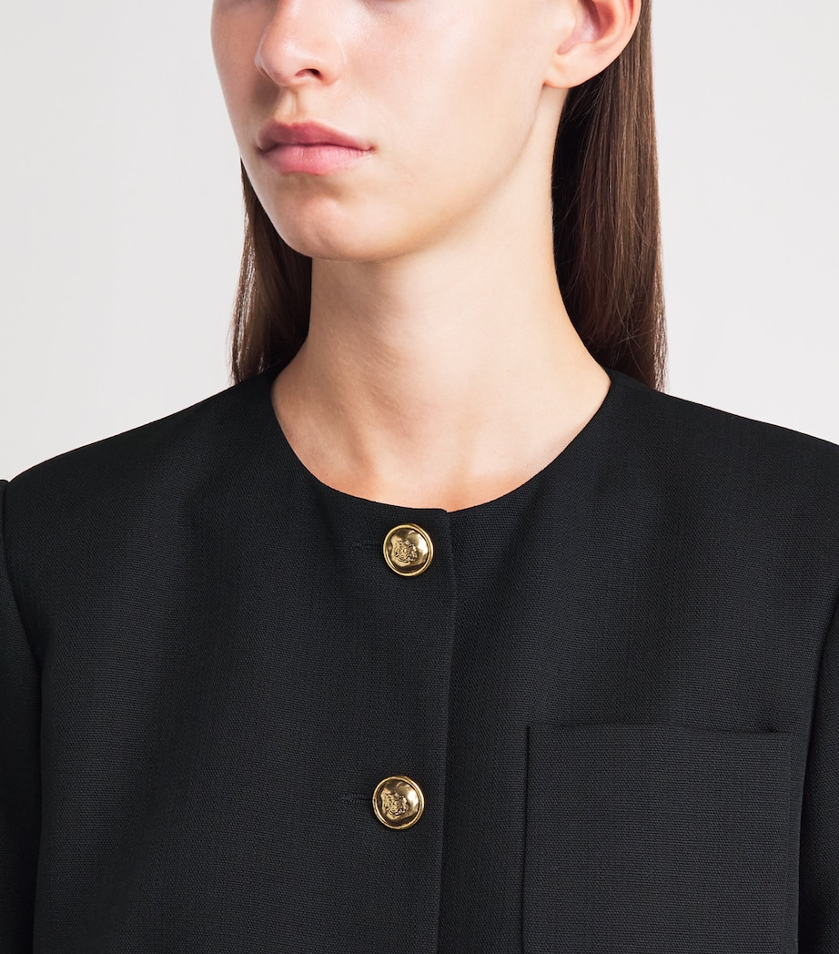 Sandro Paris Womens Wool Contrast Collar Blazer Black Image 3