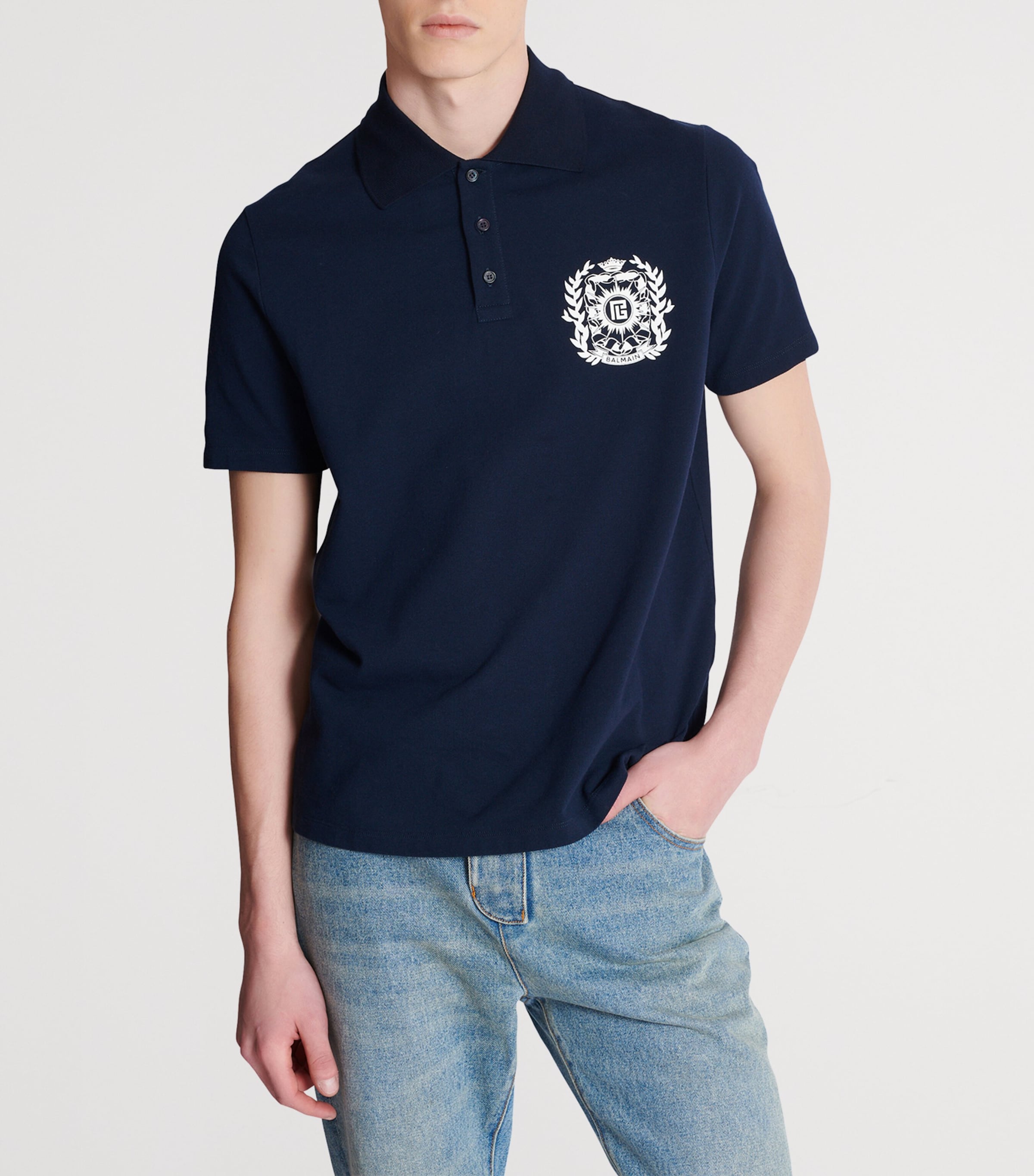 Cotton Crest Polo Shirt SIV MARINE/BLANC Image 5