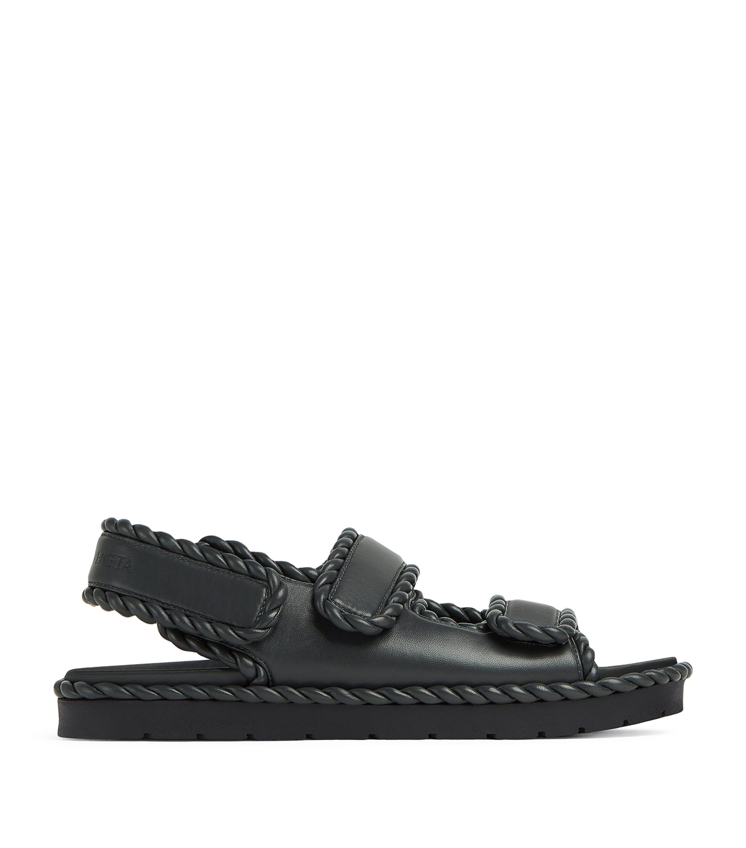 Bottega Veneta Jack Leather Braid Dual-band Sandals In Grey