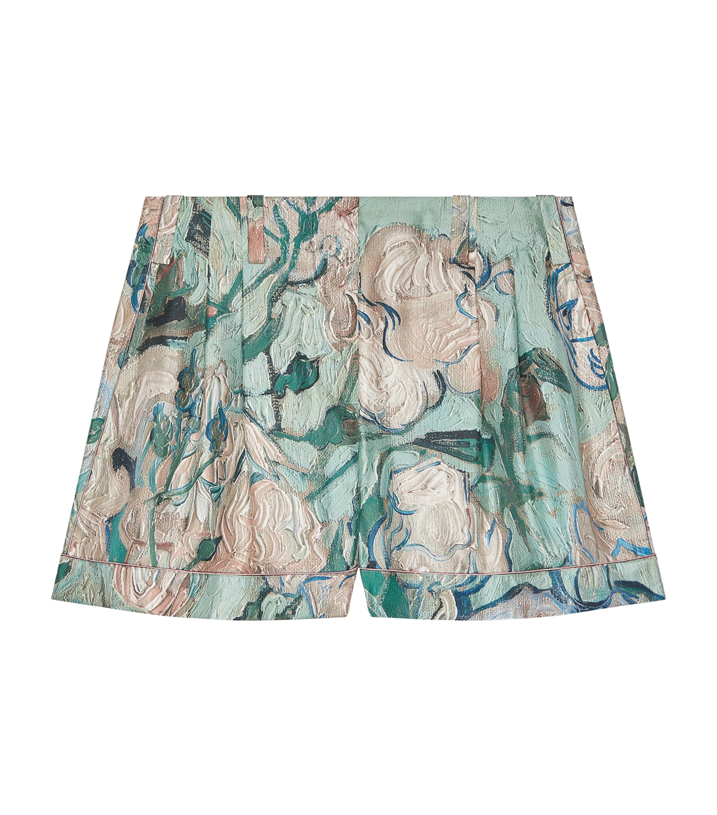 Givenchy Womens Silk Floral Shorts Mint Green Image 1
