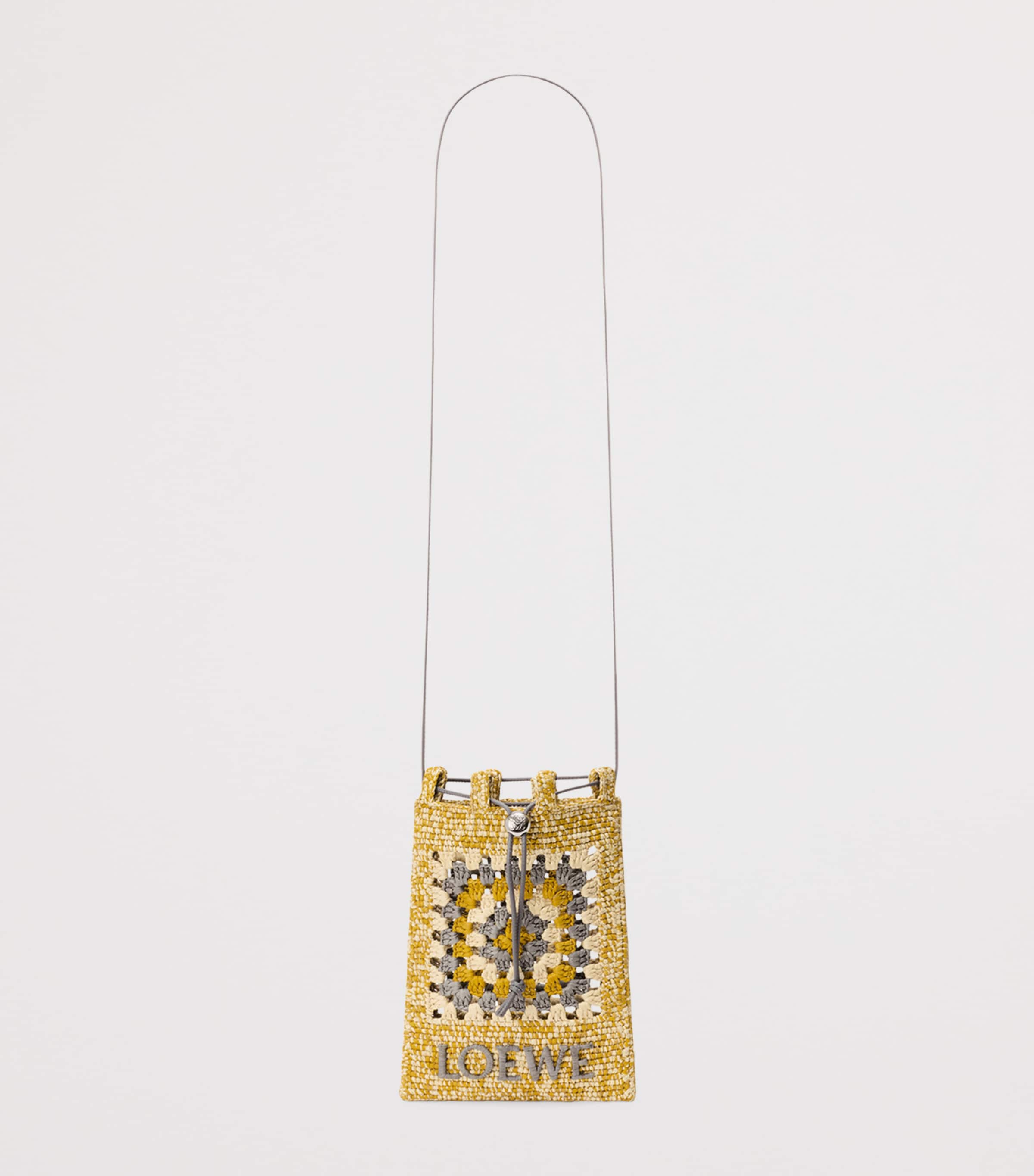 LOEWE x Paula's Ibiza Crochet Logo Bag Pearl Grey/mustard Image 3