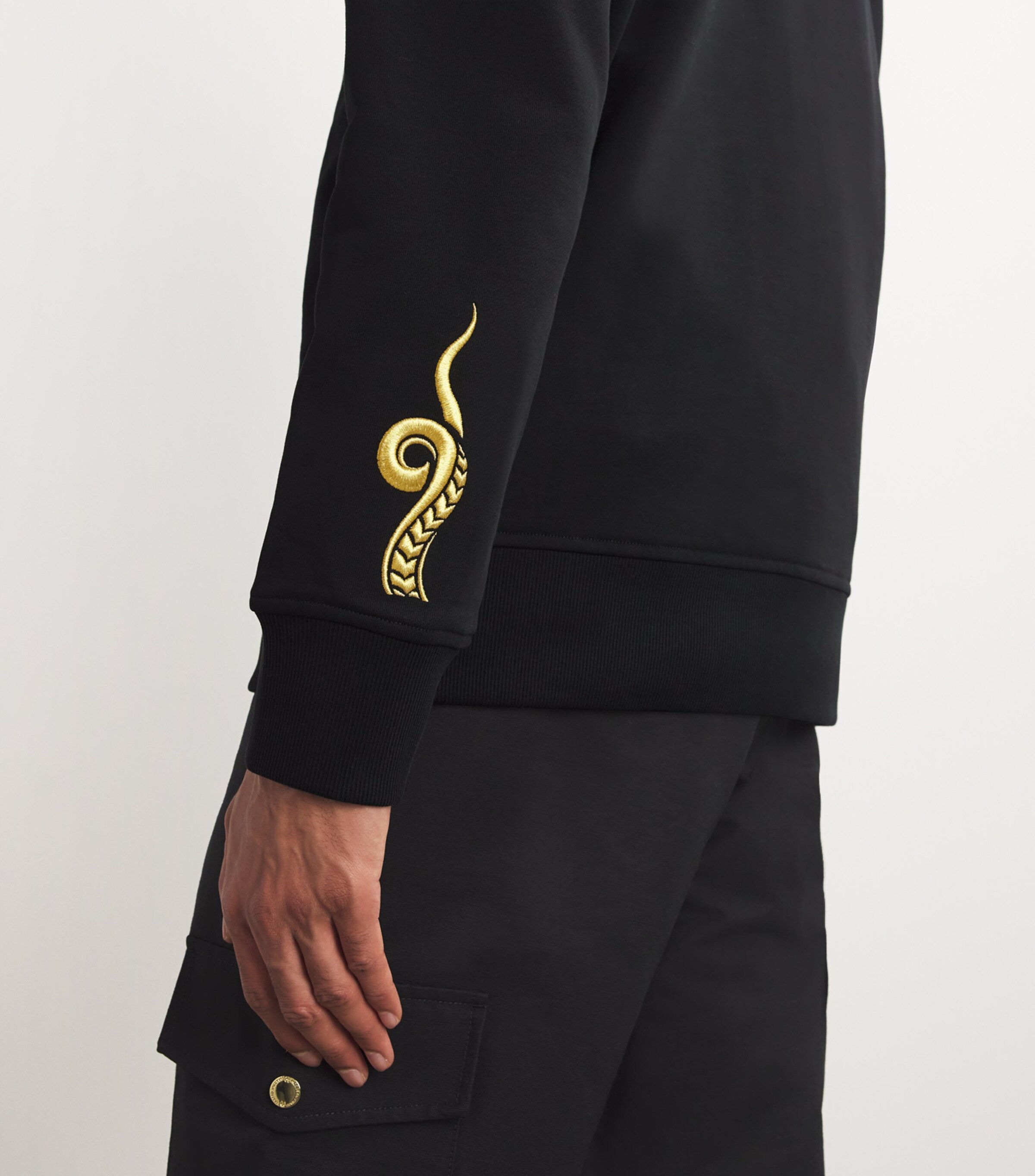 Moose Knuckles Mens Snake Logo Sweatshirt Black Image 6