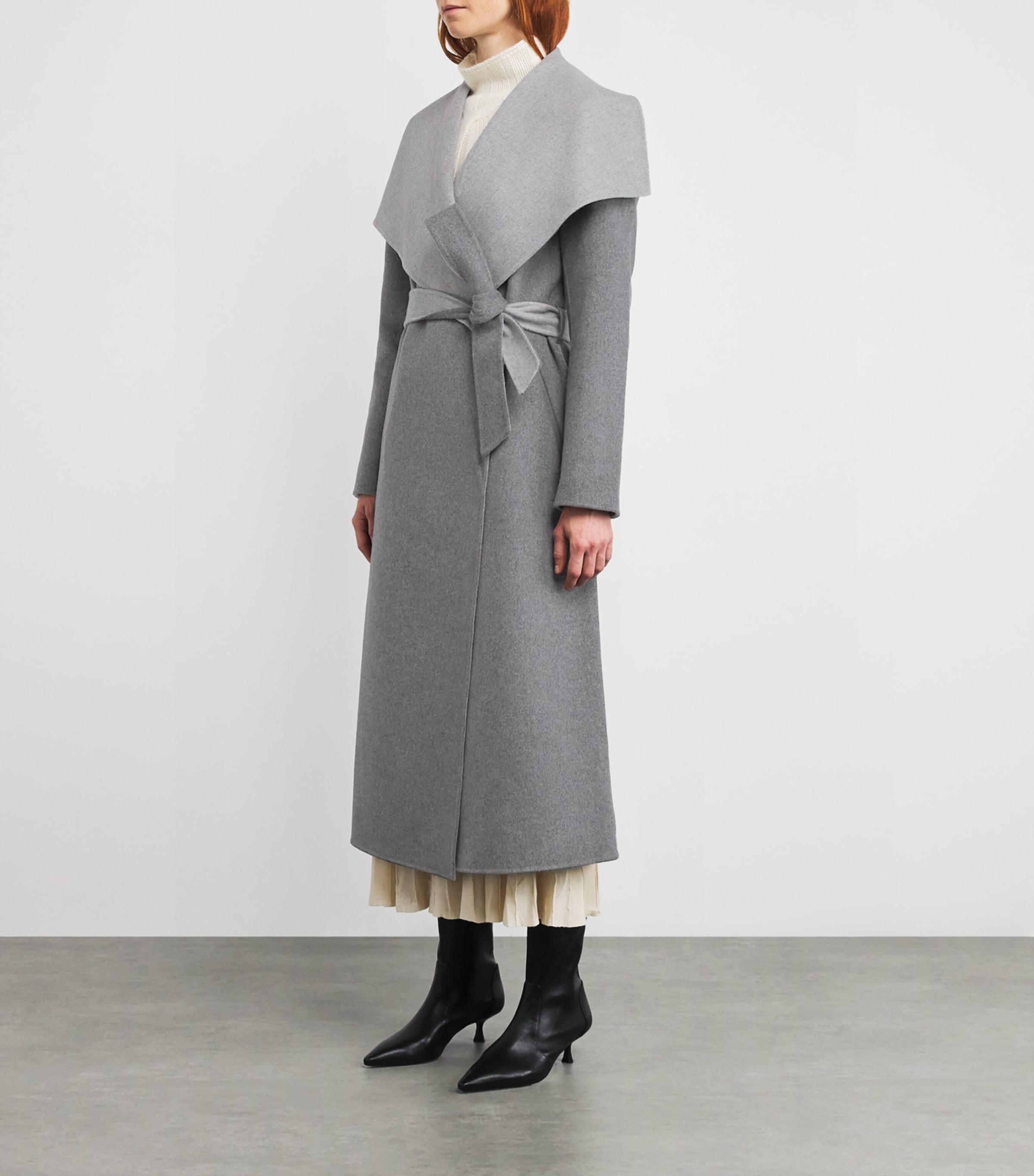 Wool Mai-CN Wrap Coat CARBON MIX-LIGHTGREY Image 3