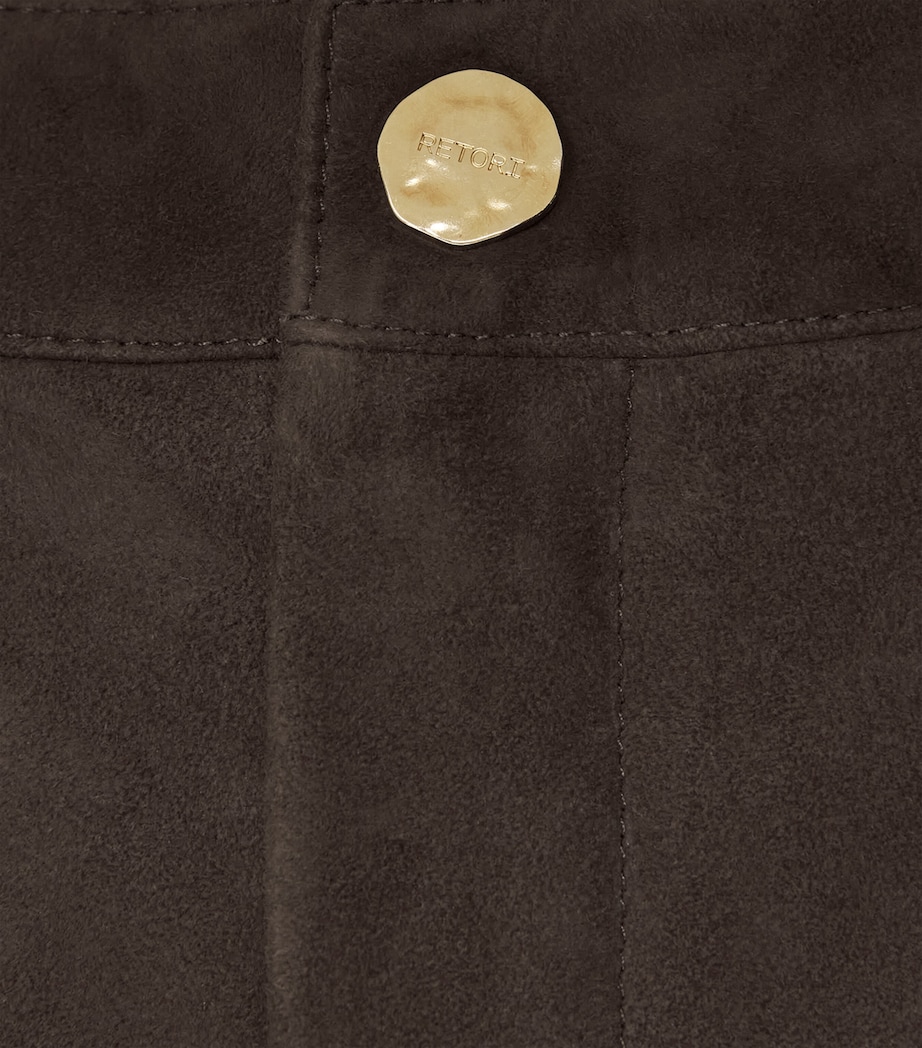 RETORI Womens Suede Straight Midi Skirt Chocolate Image 7