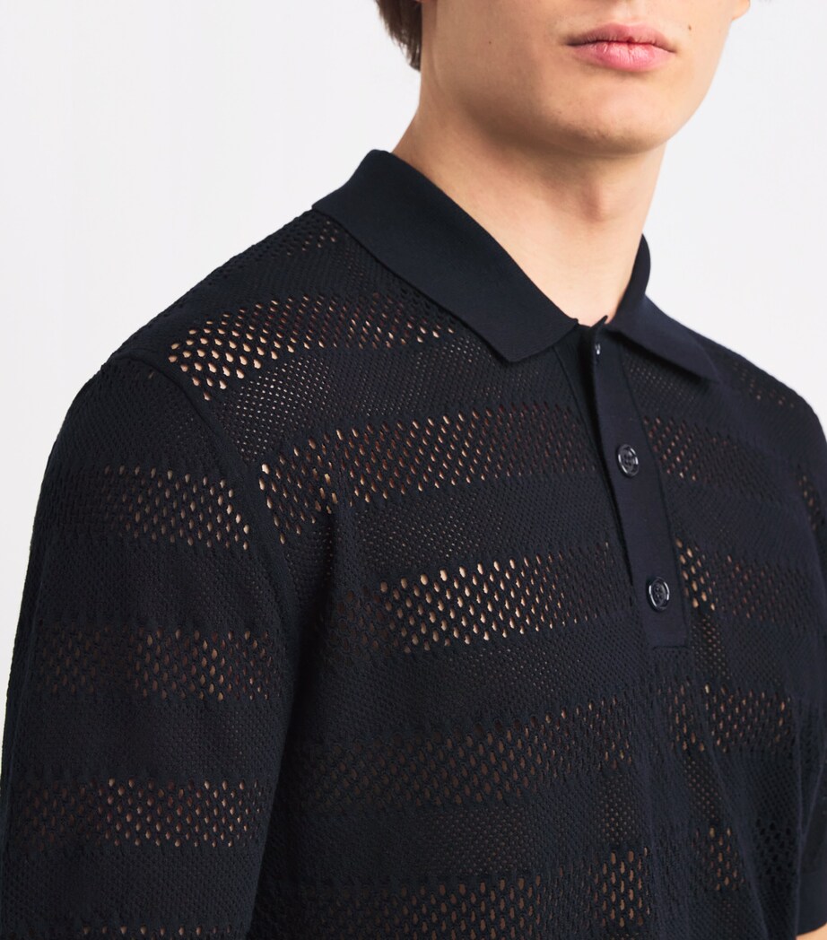 Crocheted Polo Shirt 509 NAVY Image 6