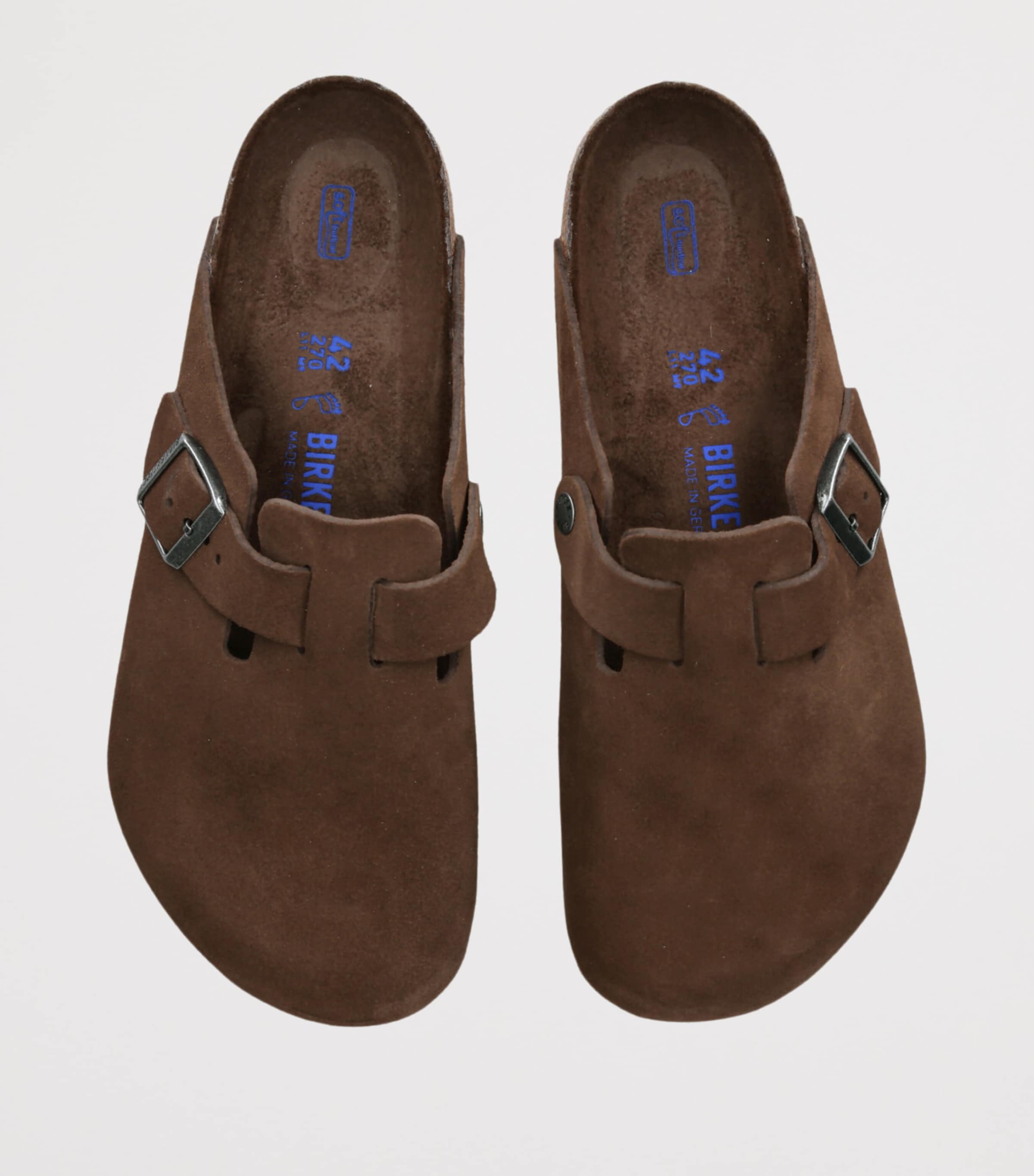 Birkenstock Suede Boston Clogs Dark Brown Image 4