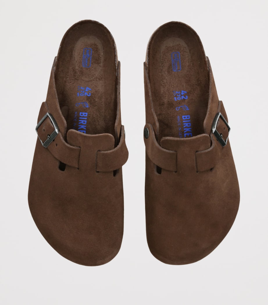 Birkenstock Suede Boston Clogs Dark Brown Image 4