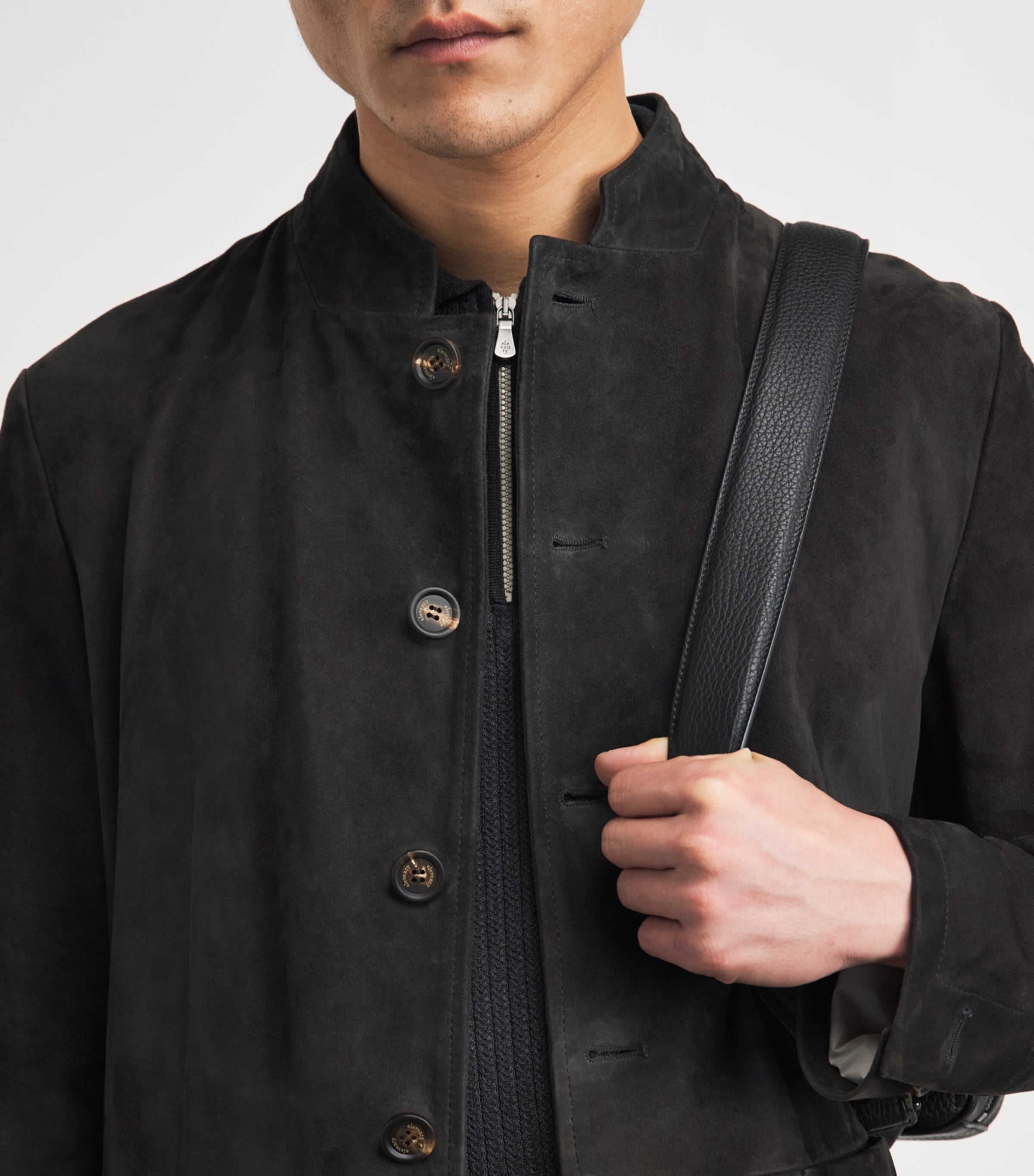 Eleventy Mens Suede Jacket Nero Image 3