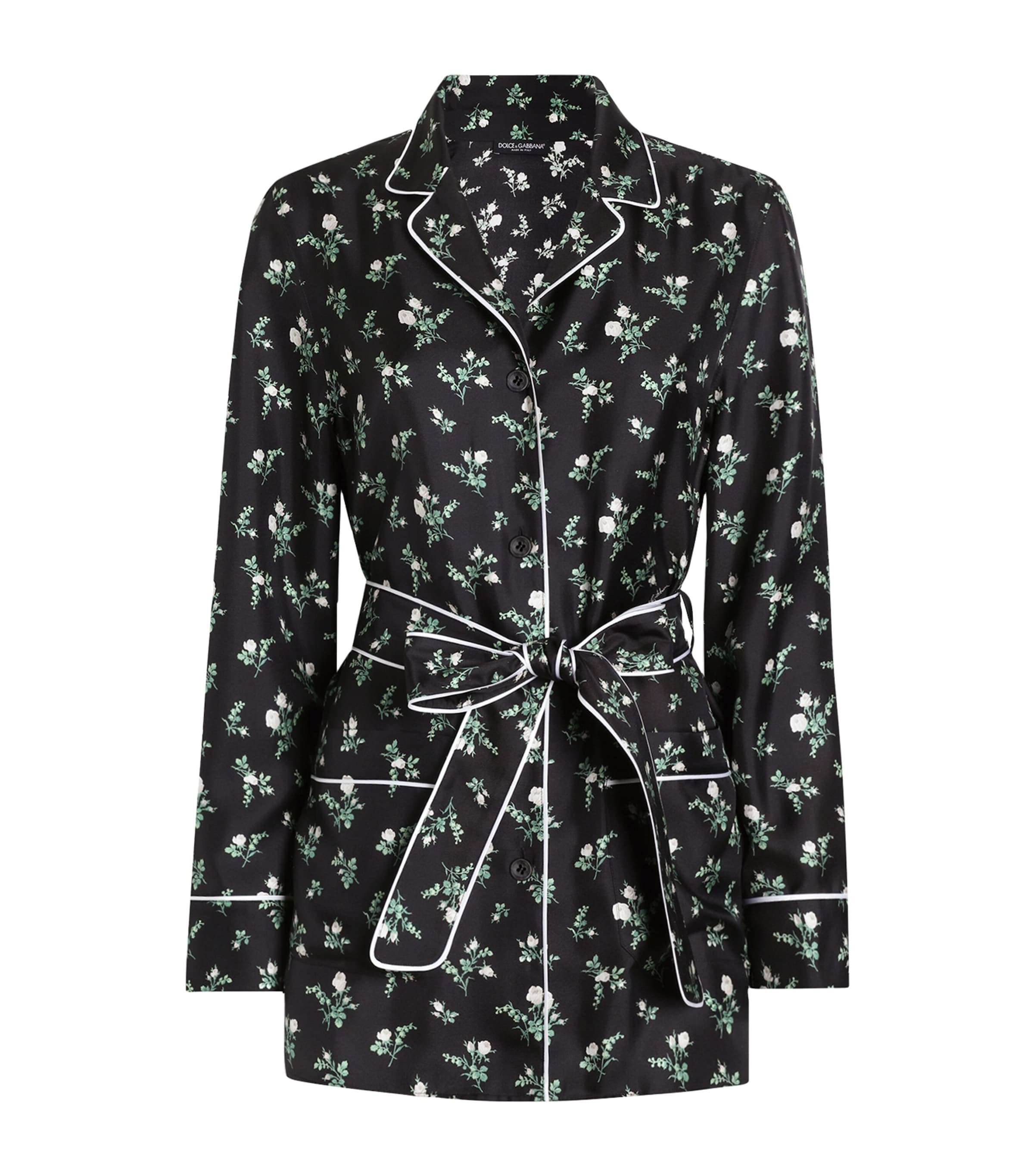Dolce&Gabbana Womens Silk Floral Belted Shirt Ros/mugh Bco F Image 1