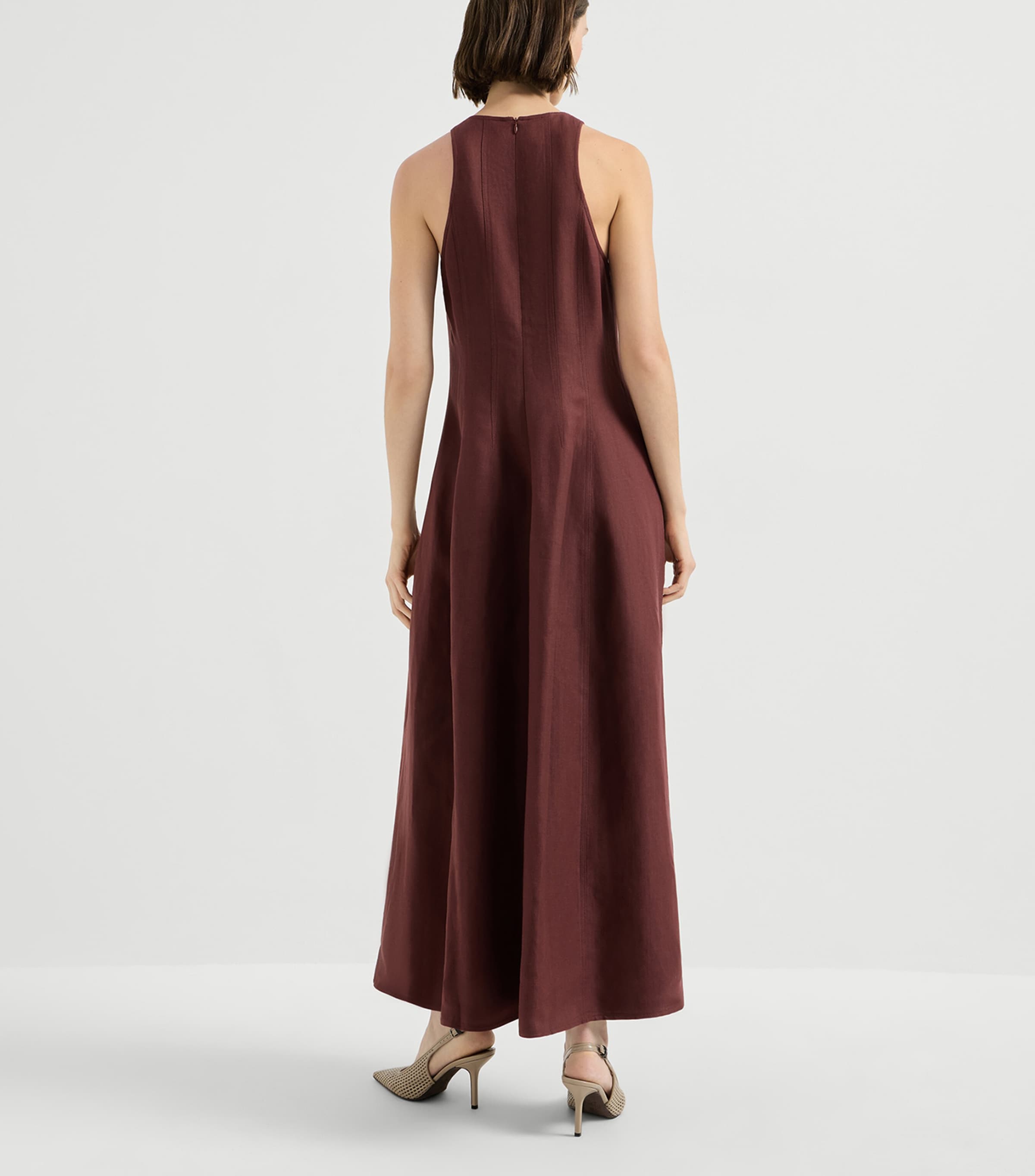 open lace back dress Brunello Cucinelli // Blue & Red Tie Beaded Dress  VSP Consignment
