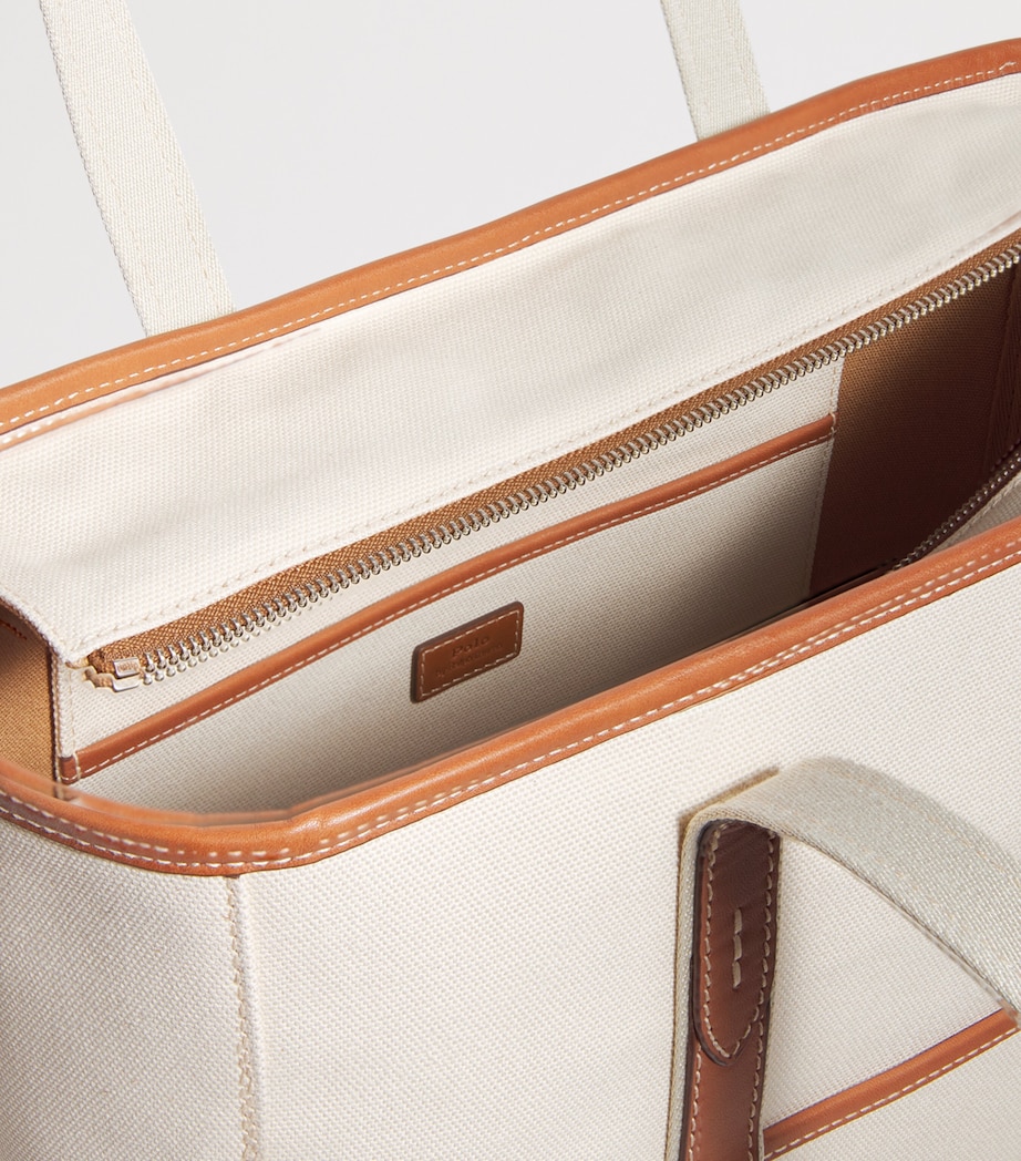 Medium Canvas Polo Pony Tote Bag ECRU/CUOIO Image 4