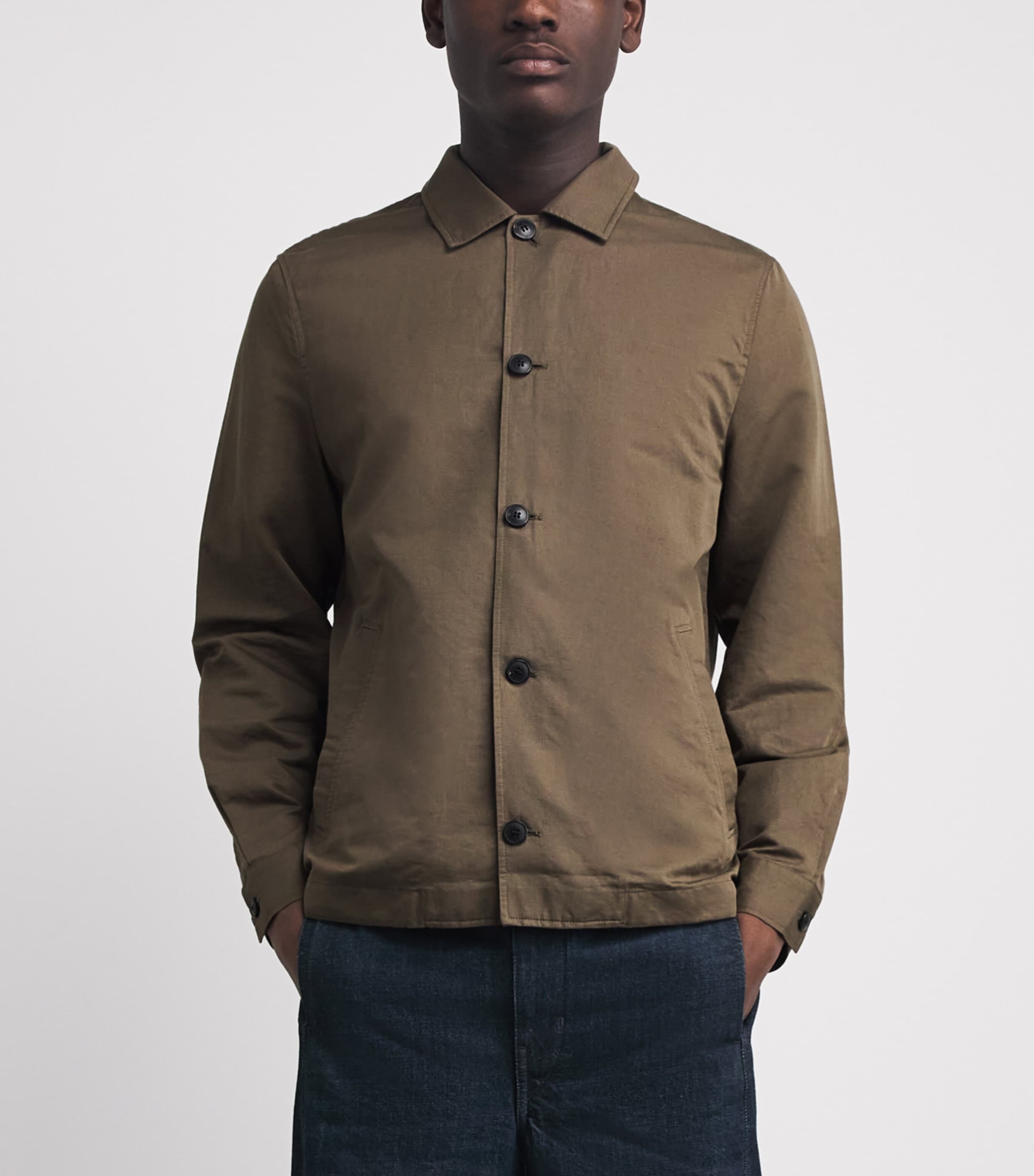 Sunspel Mens Cotton-Linen Field Jacket Brgr Dark Image 4