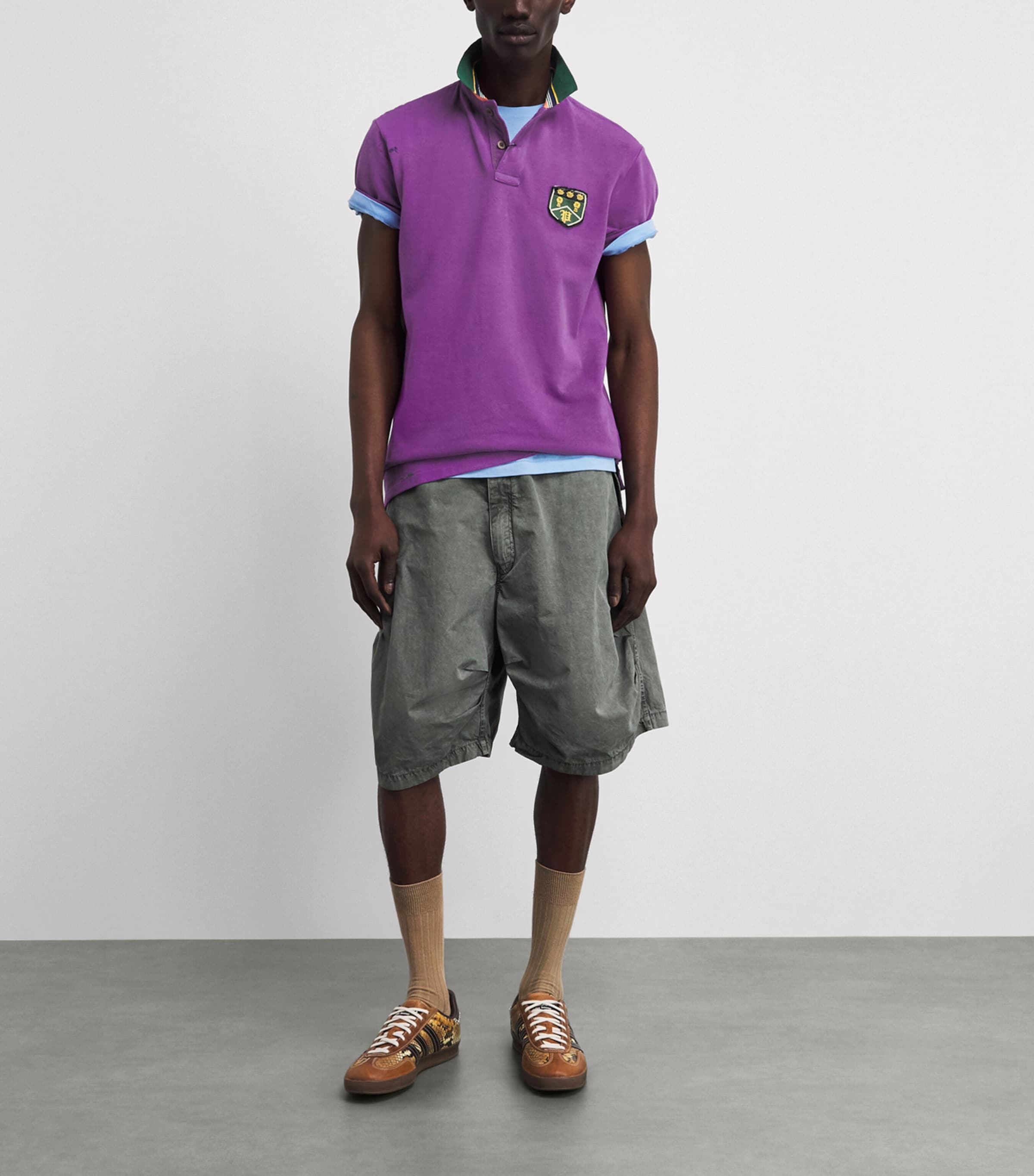 Polo Ralph Lauren Mens Cotton Crest Polo Shirt Paloma Purple Image 2