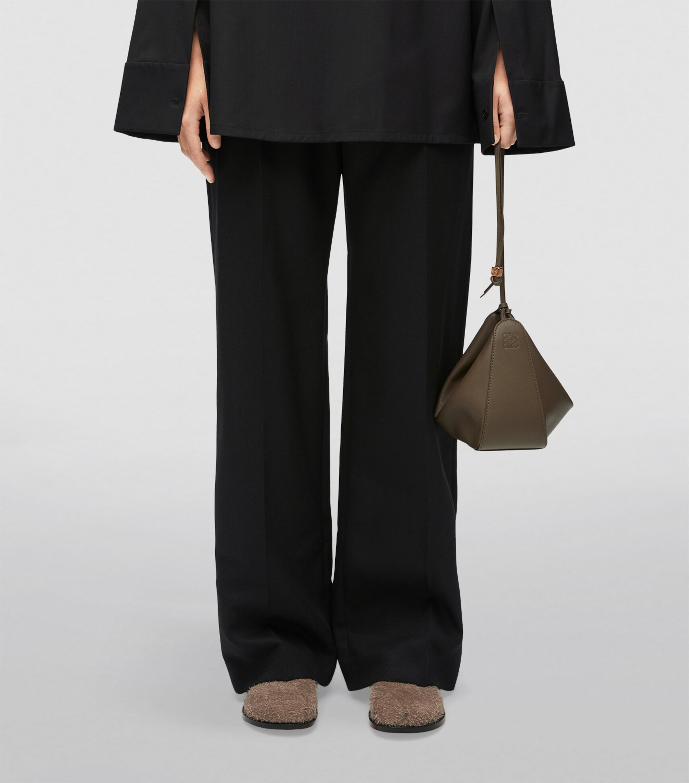 Mini Leather Hammock Hobo Bag DARK KHAKI GREEN Image 9