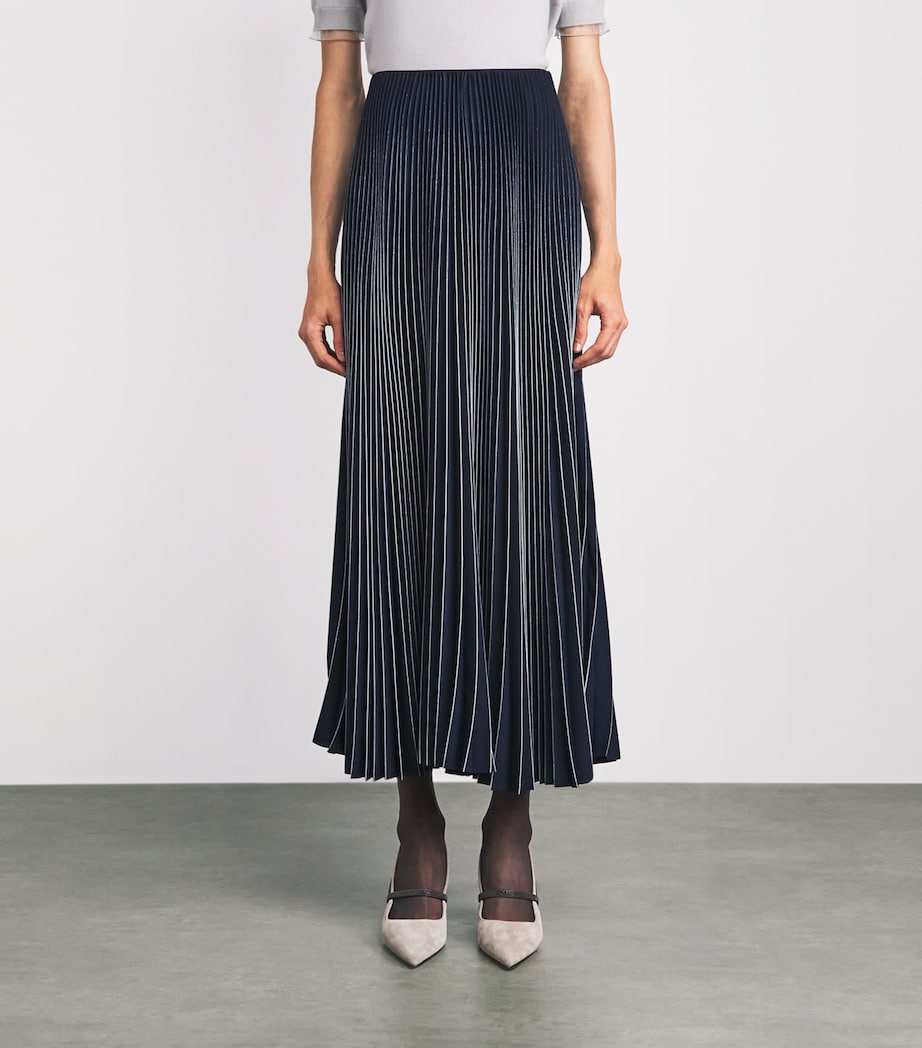 Fabiana Filippi Womens Crêpe de Chine Pleated Maxi Skirt Blu Notte Image 4